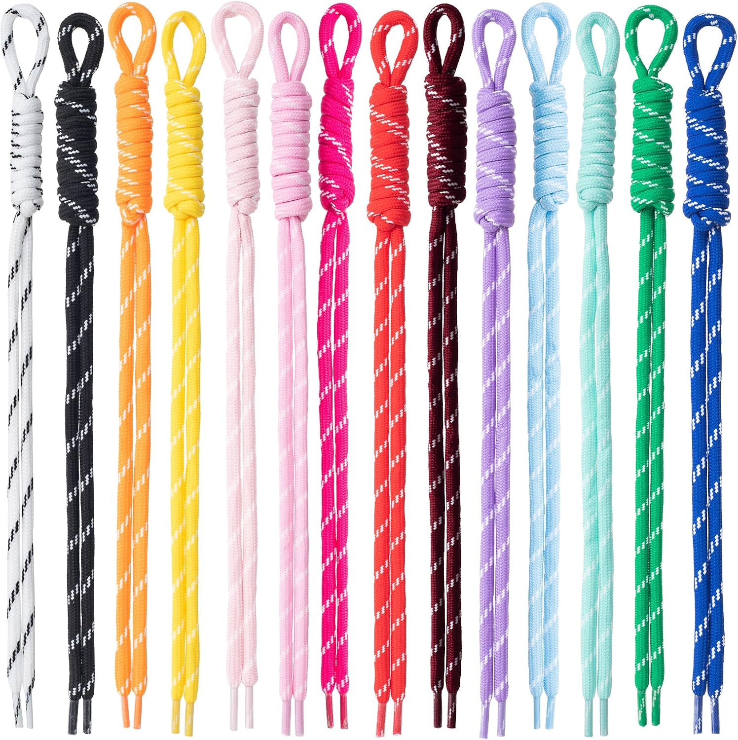 PAGOW 14 Pcs Colorful Paracord Ropes, Paracord Keychain Kit Accessories