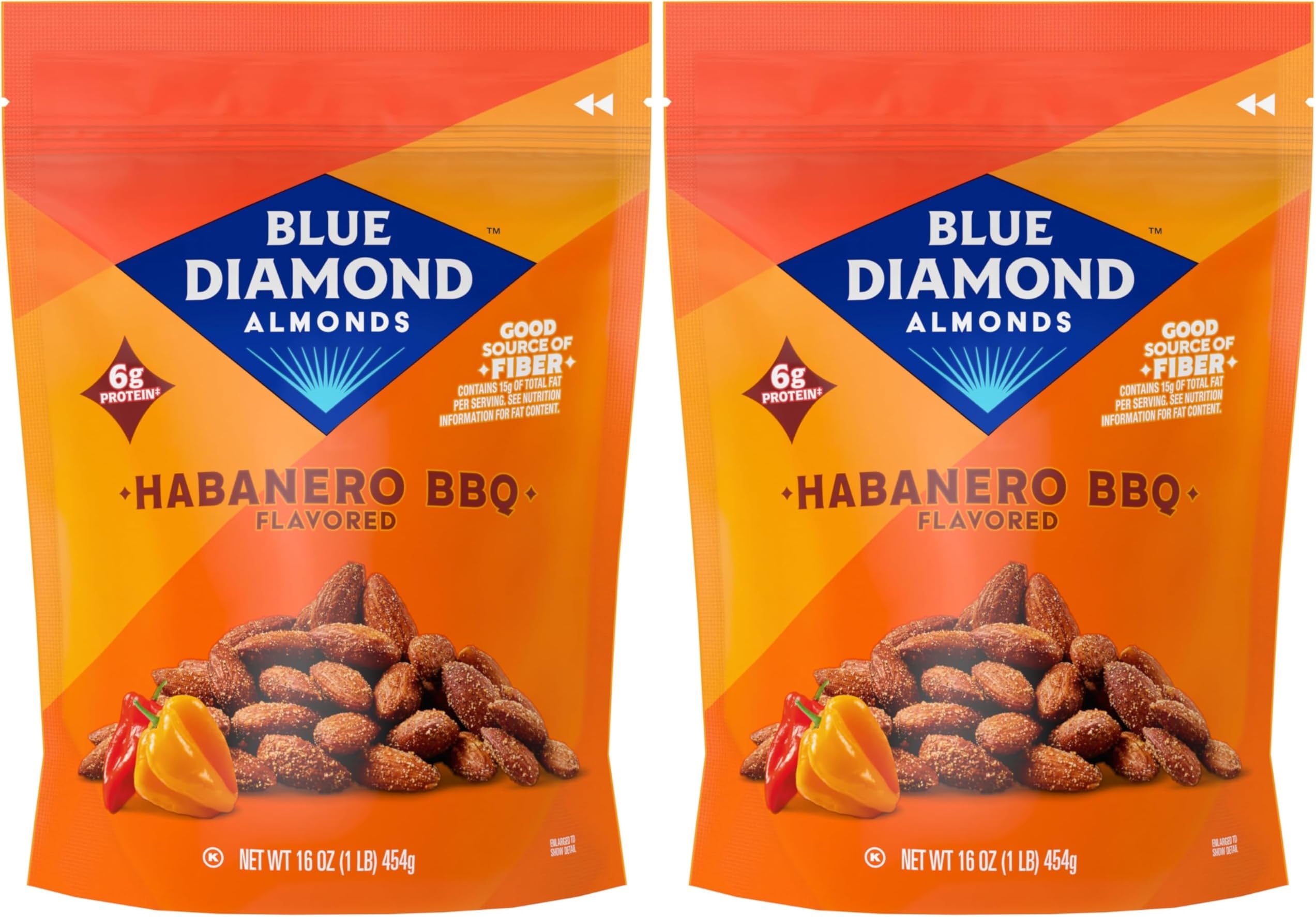Blue Diamond Almonds, Bold Habanero BBQ, 16 Ounce (Pack of 2)