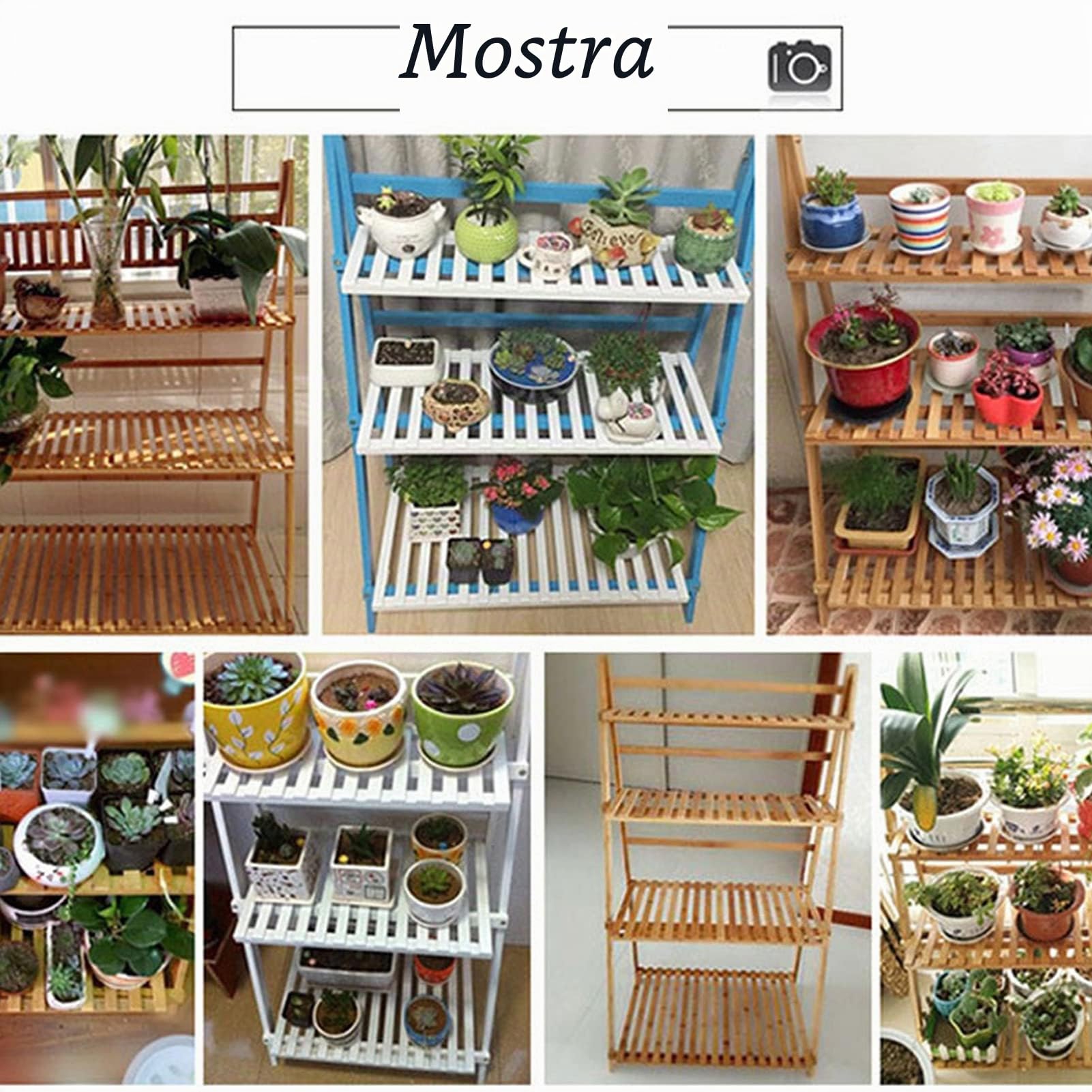 Portavasi per fiori Mensola per fioriera Scaffale stand in vaso Multi Layer Foldable Plant Pots Rack Stand Shelf for Balcony Living Room Garden Patio Supporto per fiori pieghevole 3 livelli Bianco