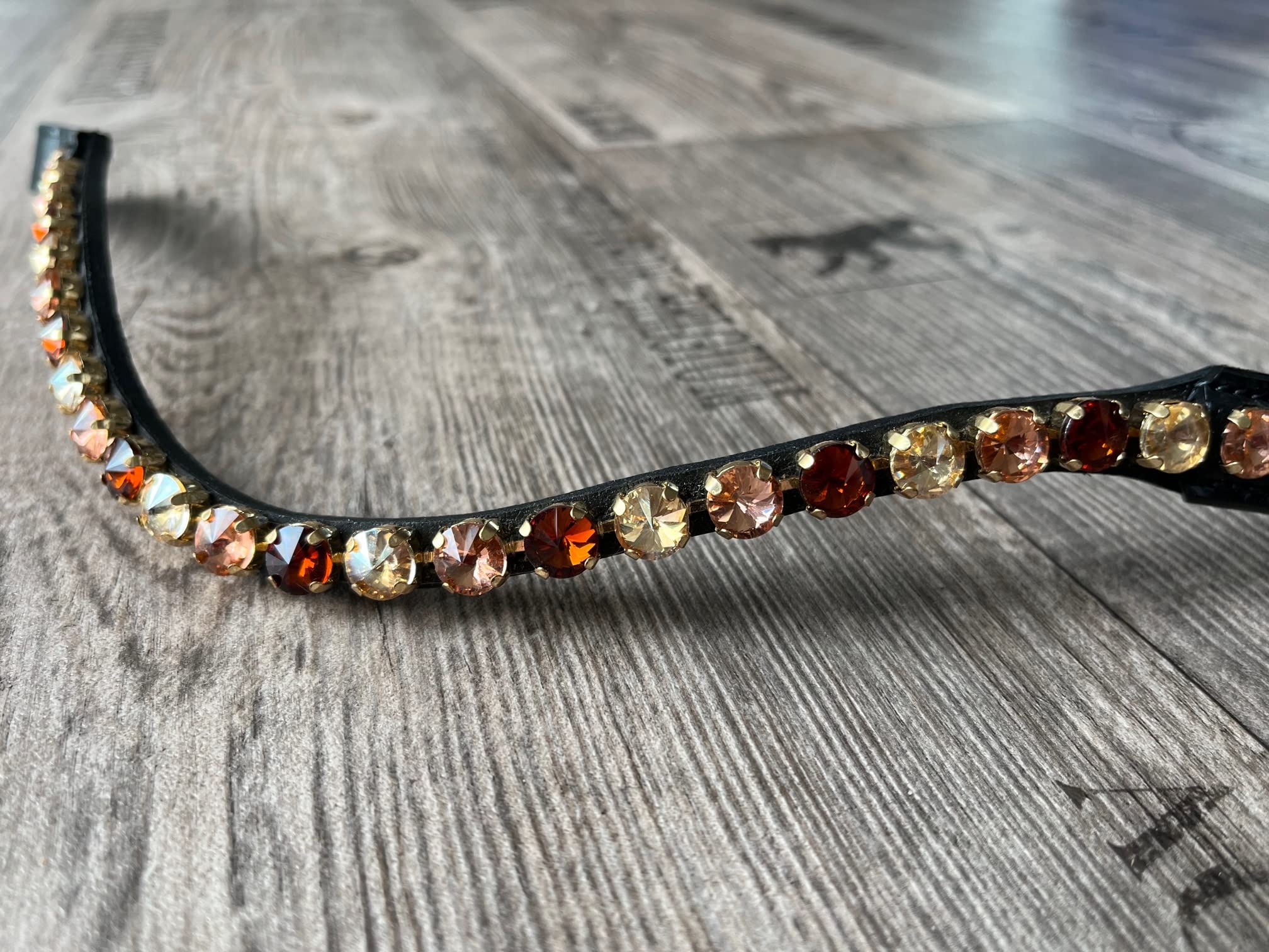 BRIDLERY Stirnriemen Golden Glamour Braun - Pferdezubehör Mit Swarovski Steinchen