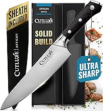 Cutluxe Chef Knife – 8" Kitchen Knife, German High Carbon Steel, Full Tang, Ergonomic Handle Design, Sheath Included – Artisan Series