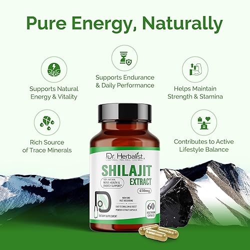 Miniatura 8 de Dr. Herbalist Extracto de Shilajit 450mg  60 cápsulas veganas  Extracto 101  4,500 mg de Shilajit crudo  Estandarizado al 20% de ácido fúlvico