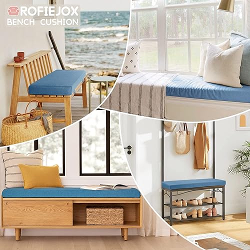 Miniatura 7 de ROFIEJOX Cojín de banco de 36 pulgadas, tela de lino sintético, muebles de asiento largo para interiores y exteriores, espuma de alta densidad,