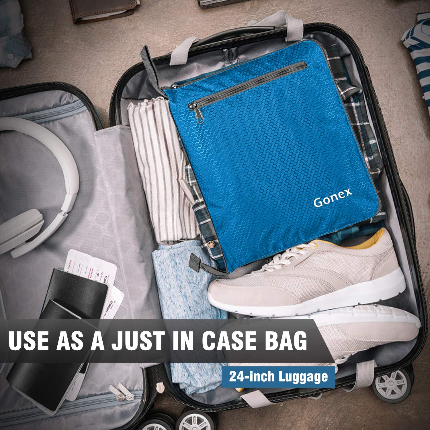 Gonex Składana torba podróżna z przegródką na buty, pakowalna, lekka, wodoodporna, duża torba na kemping, siłownię, torba weekendowa, 40 l, 60 l, 80 l, 100 l, 150 l
