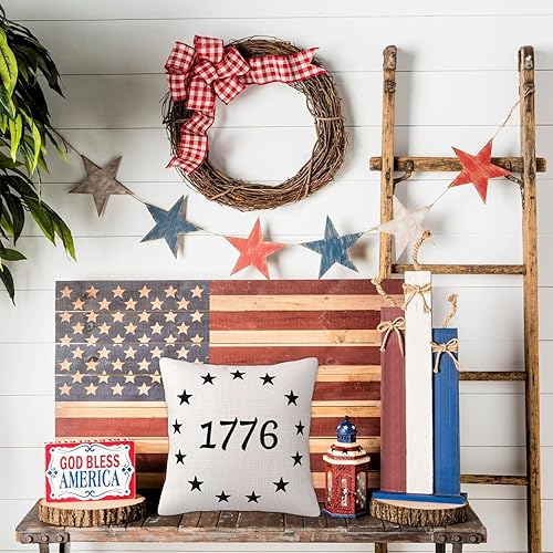 Miniatura 5 de Fundas de almohada de lino del 4 de julio de 1776, funda de almohada de lino para el Día de la Independencia, decoración de funda de almohada con