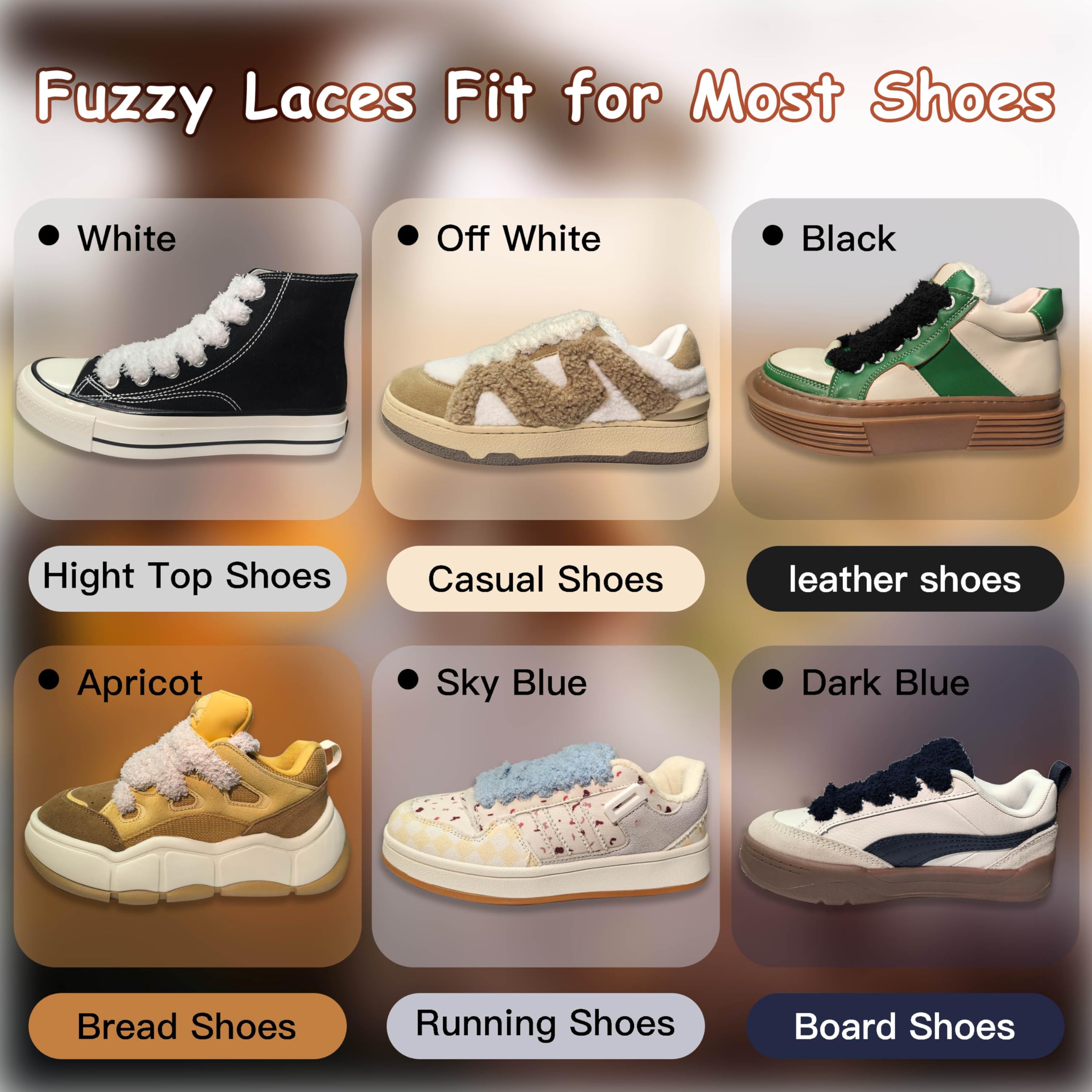 Cordones planos y peludos para zapatos, 22 mm de ancho, suaves y esponjosos para tenis