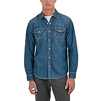Wrangler Camicia da Uomo Iconic Denim Regular Fit Snap Button