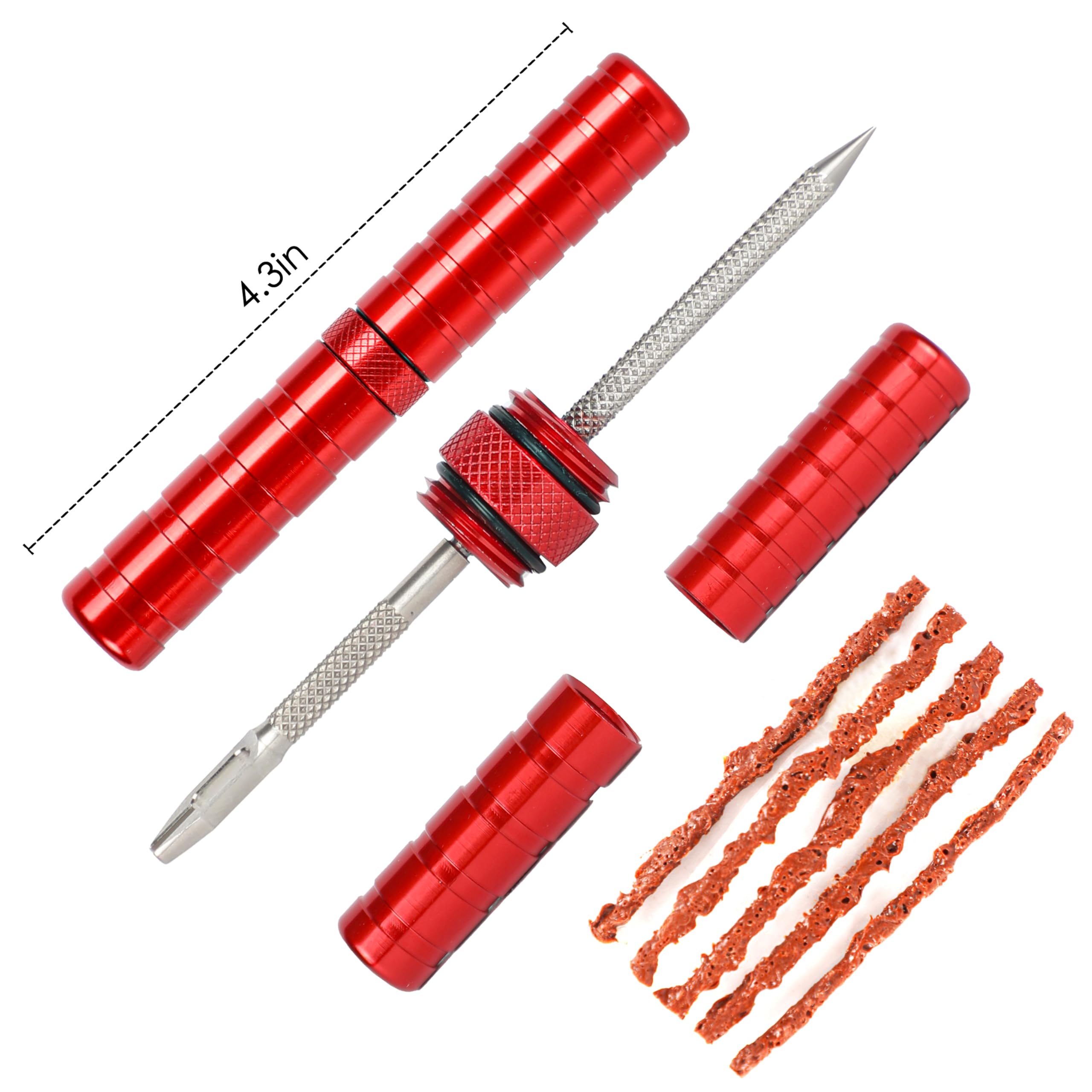BWSHLF Tubeless Bike Tire Repair Kit for MTB and Road Bicycle Tires, Puncture Kit Include Bacon Strips Embedding Tool Red