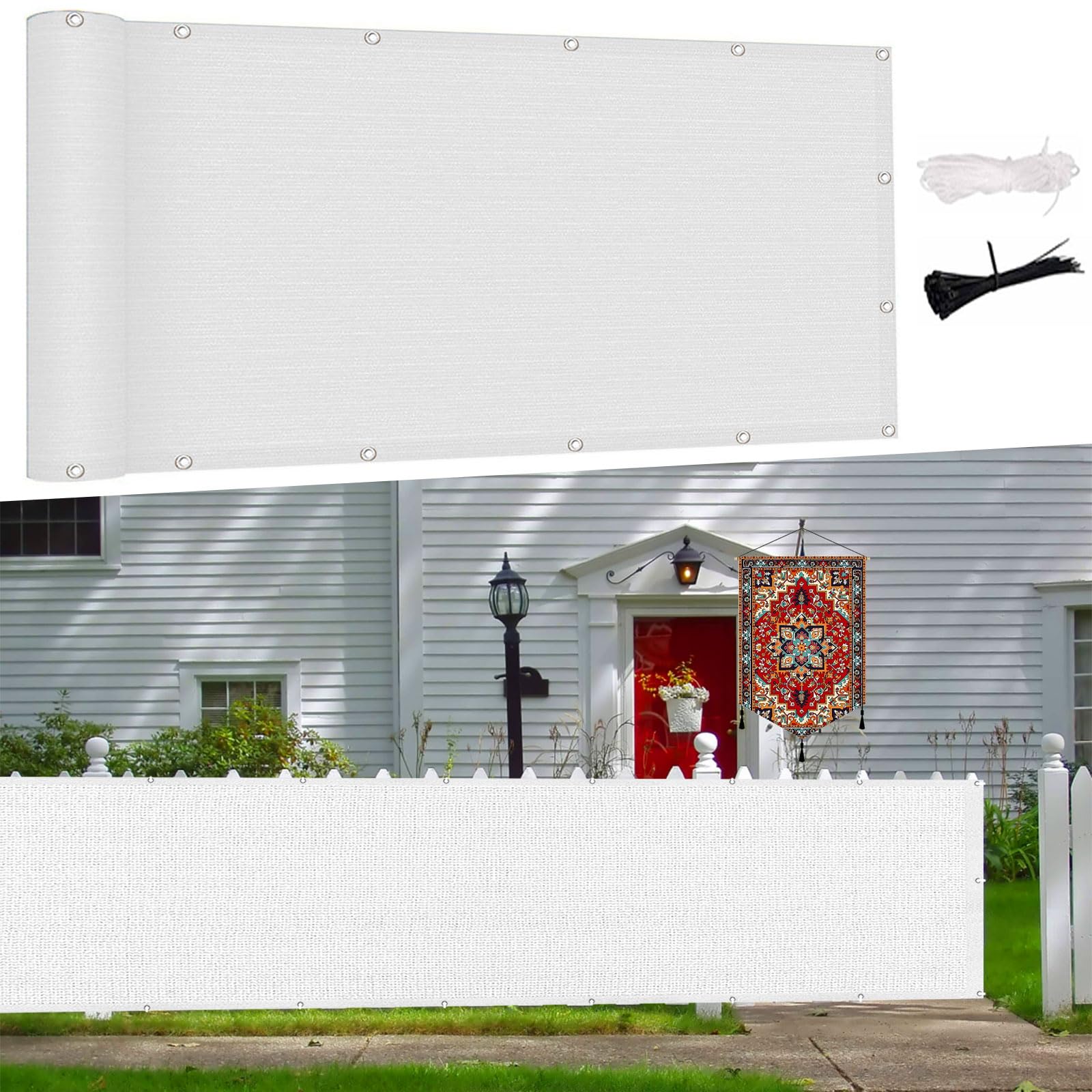 Brise vue coupe-vent et respirant protection UV pour jardin blanc 60x700 cm