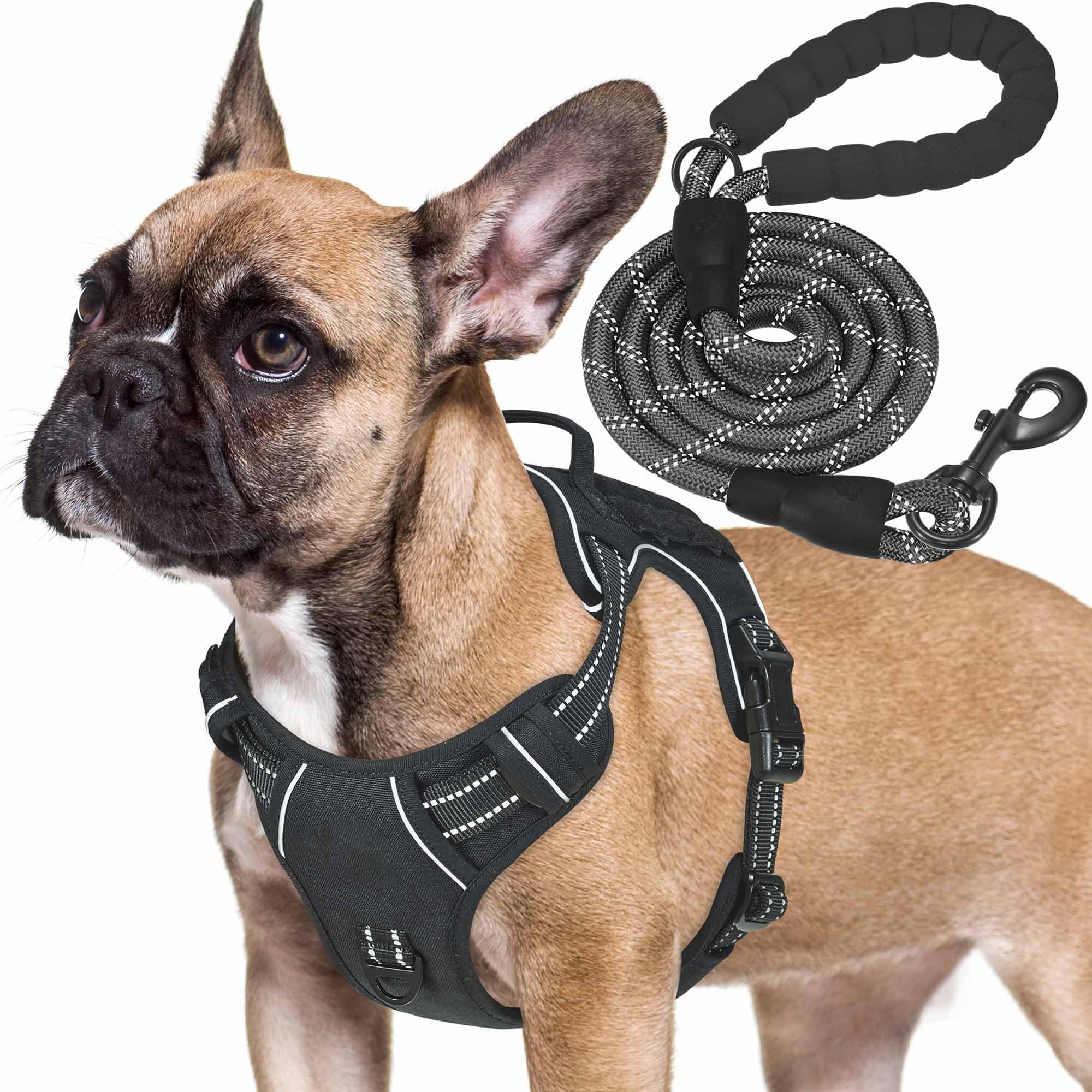Haapaw Imbracatura per cani tattici pesanti per cani medi senza tirare Imbracatura da addestramento riflettente facile controllo militare nero medio