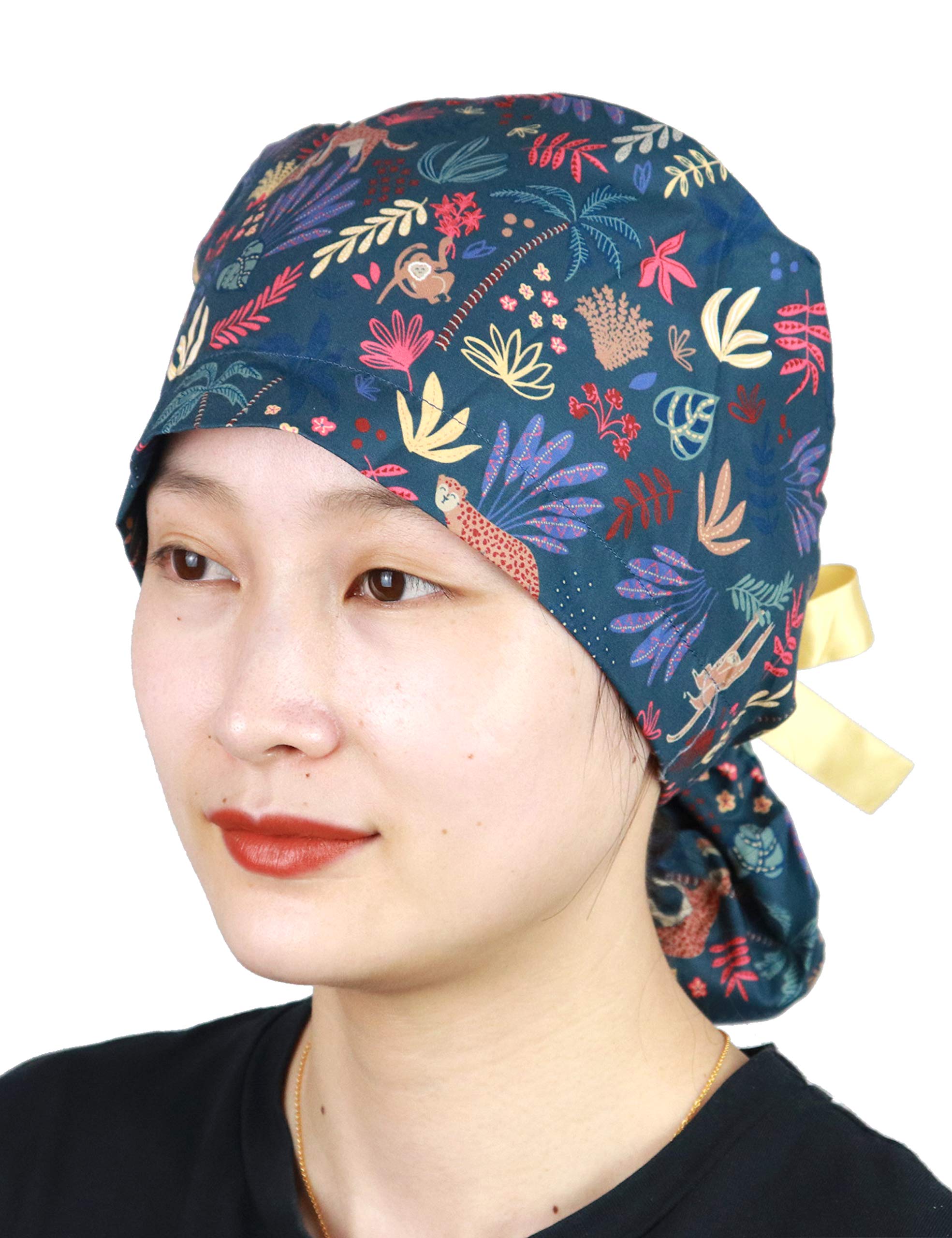 JONATHAN UNIFORMWomen Bouffant Cap Hat for Long Hair Adjustable Tie Back for Beauty, Spa, Dental, Vet
