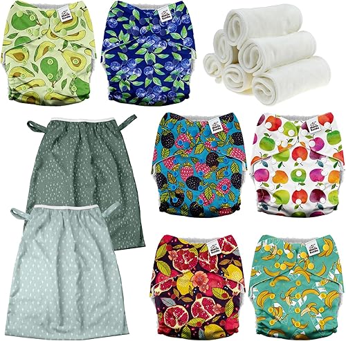 Mama Koala Pañales de tela para bebé 3.0 con 6 inserciones, con 2 paquetes reutilizables y lavables impermeables
