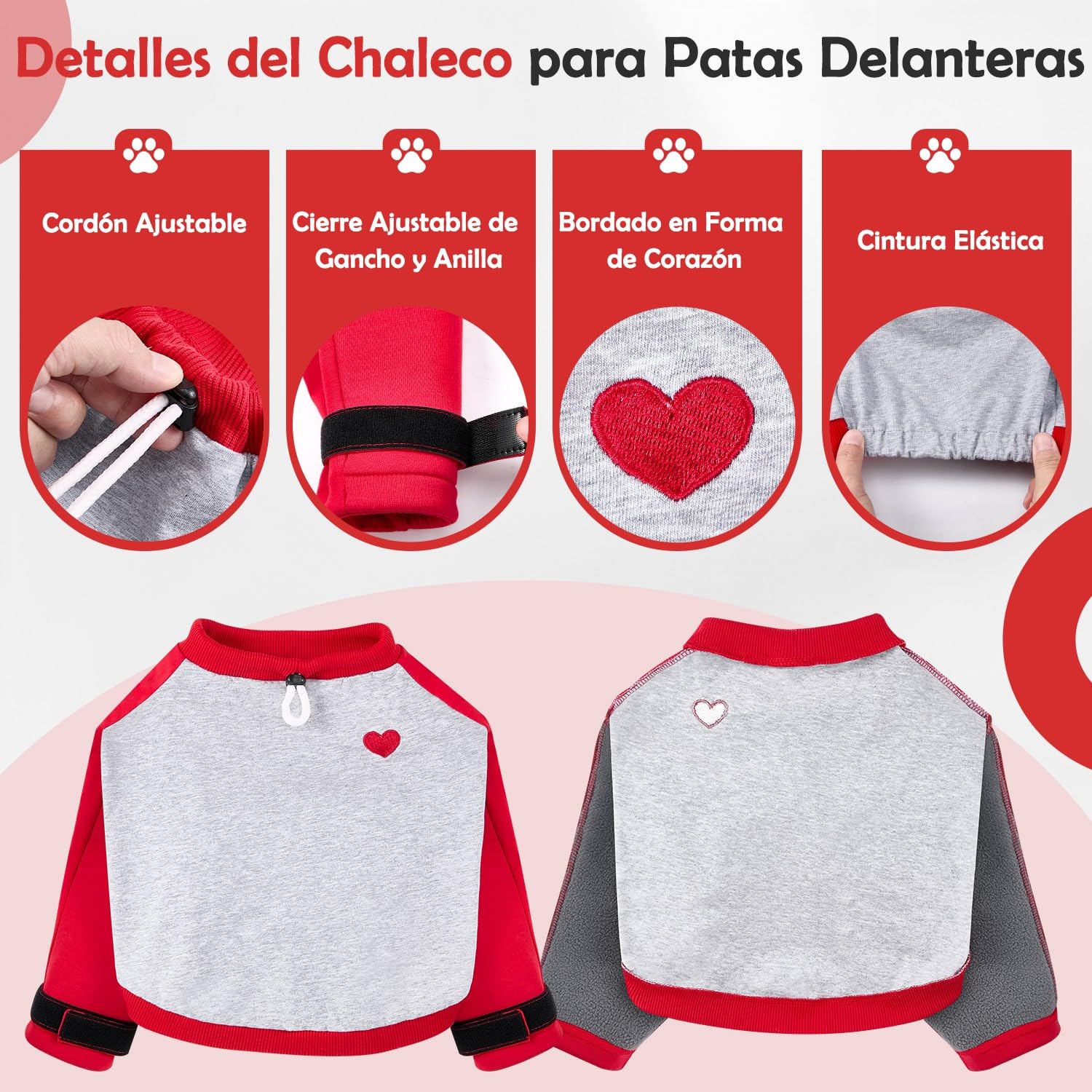 SlowTon Traje de Recuperación para Patas Delanteras de Perro – Protector de Codo de Manga Larga con Forro Polar Grueso para Evitar el Lamer y Morder, Ideal para Cuidado de Heridas
