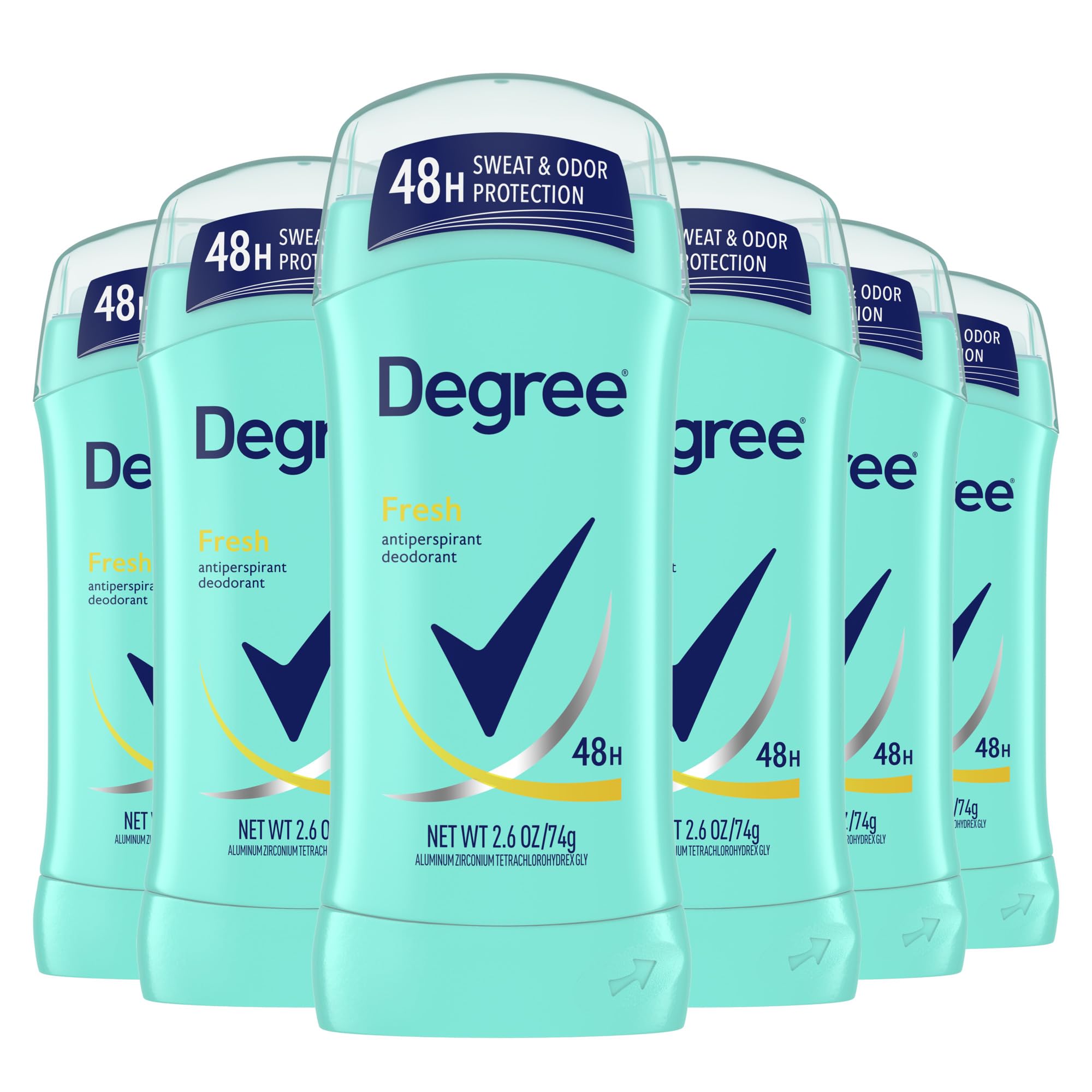 Degree Antiperspirant Deodorant Fresh Energy Pack of 6 48-Hour Sweat and Odor Protection Antiperspirant For Women 2.6 oz