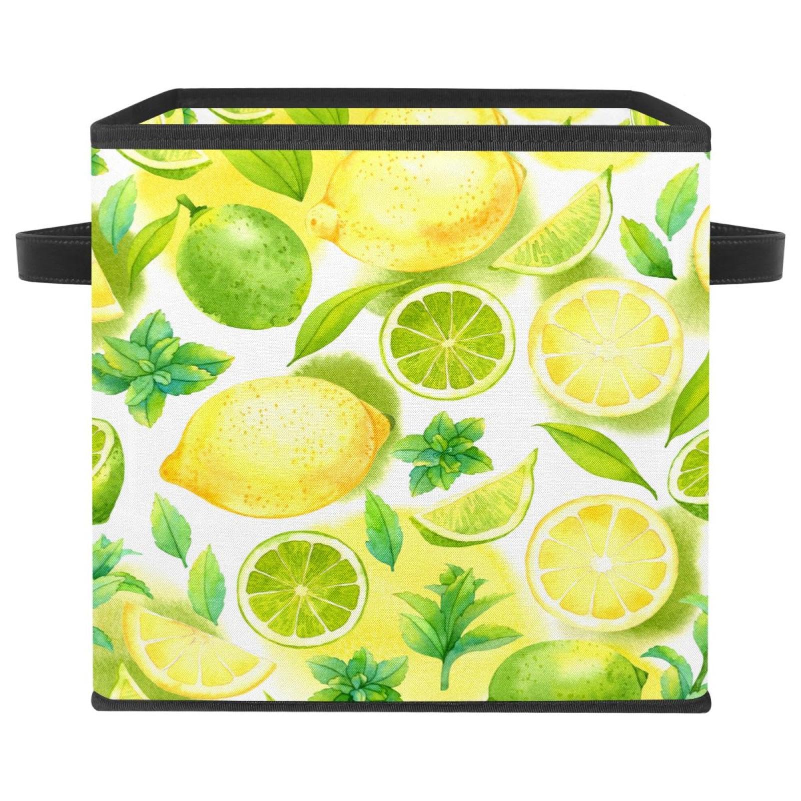 Boîte de rangement pliable en tissu motif citron cube organiseur