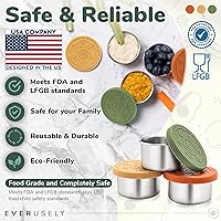 Vista 4 de Everusely Vasos para condimentos – Paquete de 3, 1.7 oz / 1.7 fl oz, silenciados, de acero inoxidable – Recipientes de condimentos con tapas