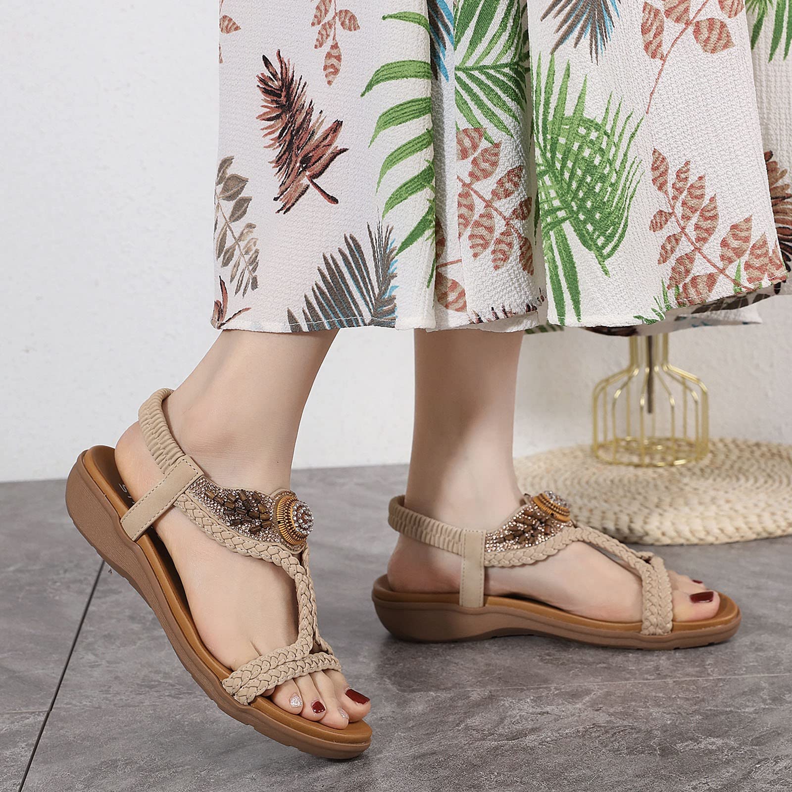 Sandali Platform Donna Zeppe Estive Eleganti Estate Donna Sandali con zeppa bassa con punta Scarpe piatte Comode da spiaggia per Estive Comode Comodi Estivi