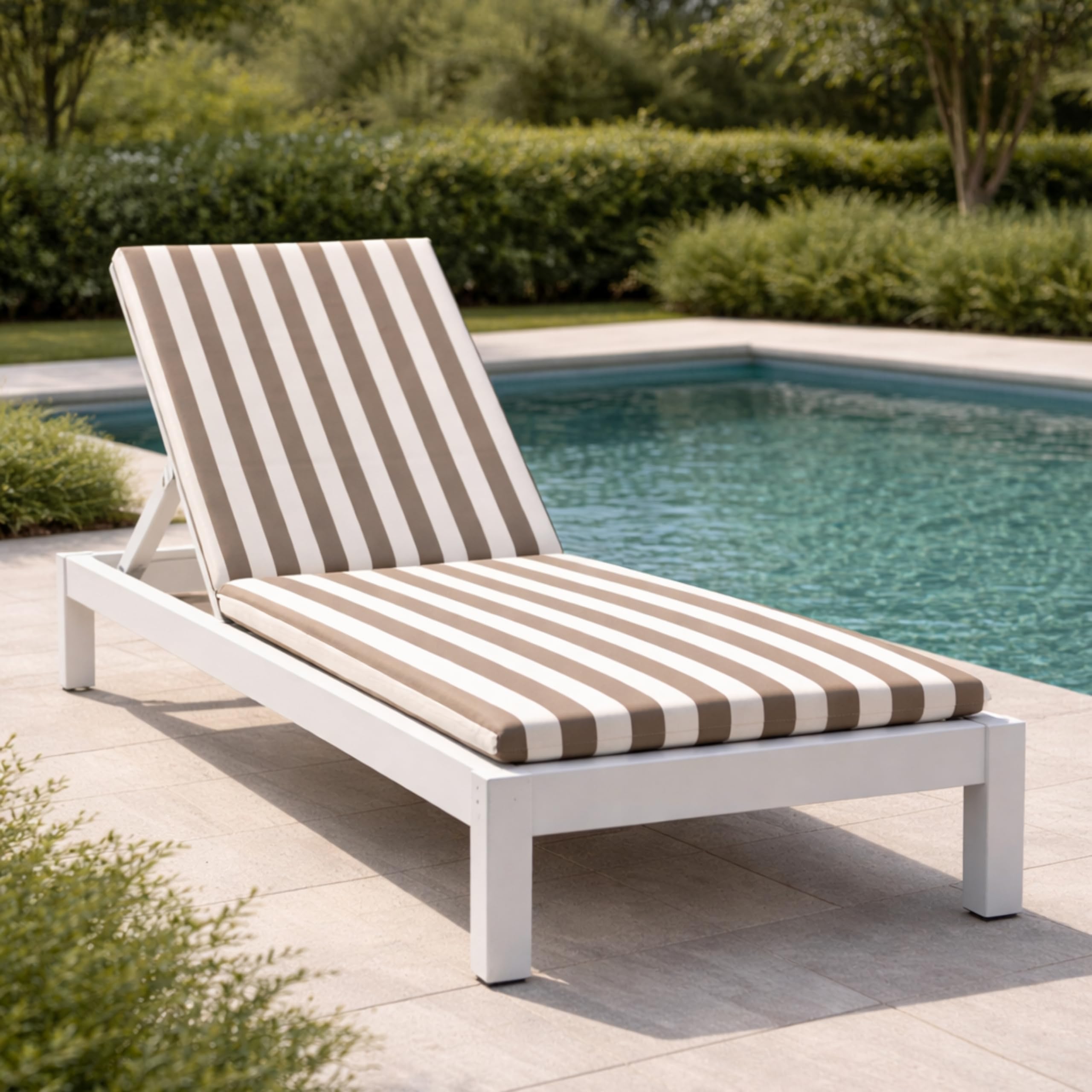 Il Tuo Artigiano Design Coussin rembourrŽ pour lit de Bain de Soleil Artisanal Totalement Amovible en Coton 190 x 60 (Blanc et Beige)