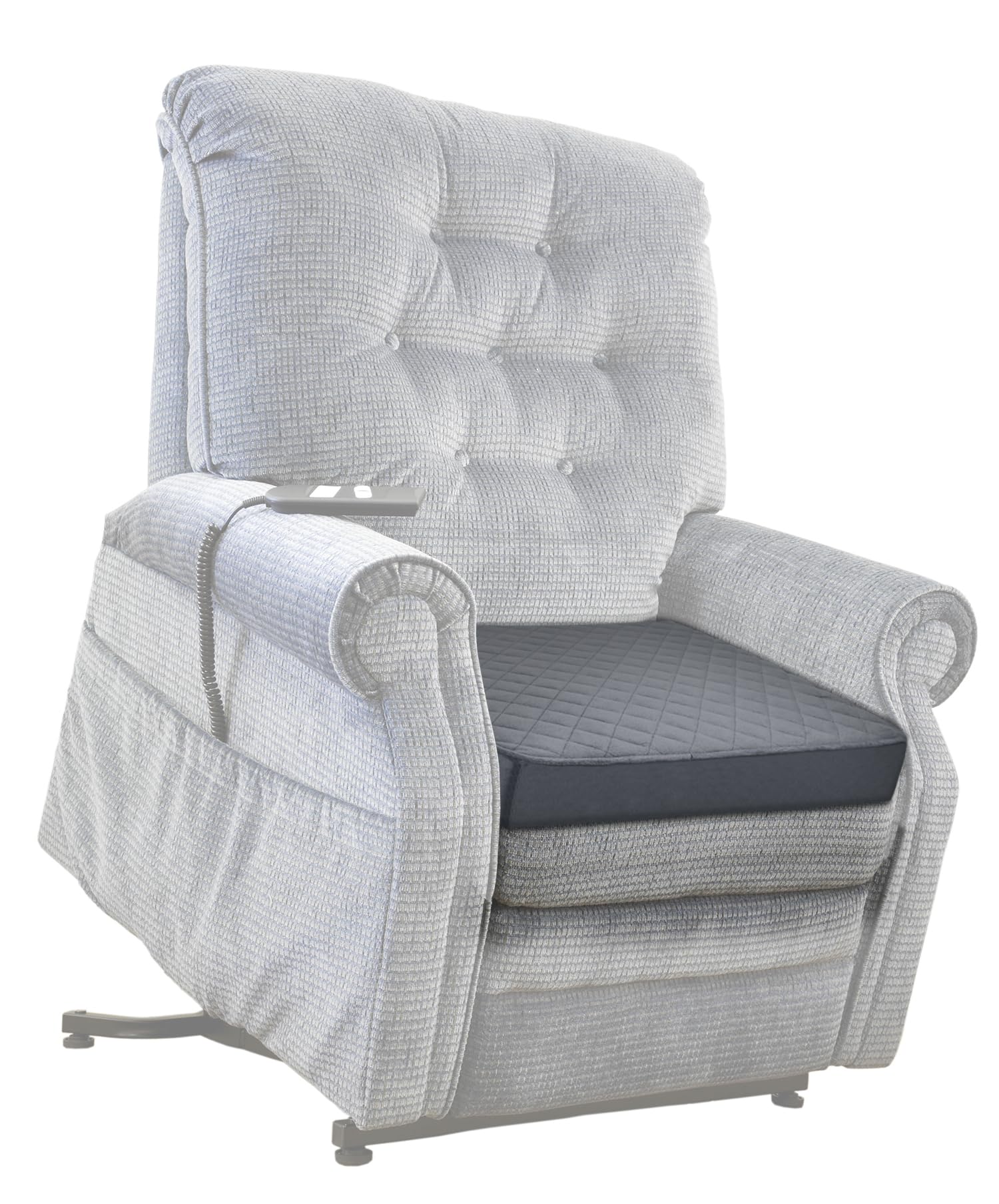 Memory Foam Recliner Cushion (20"x20"x3") - Medium-Soft Seat Pad With Washable Waterproof Cover & Non-Slip Base For Armchairs, Seniors (Gray)