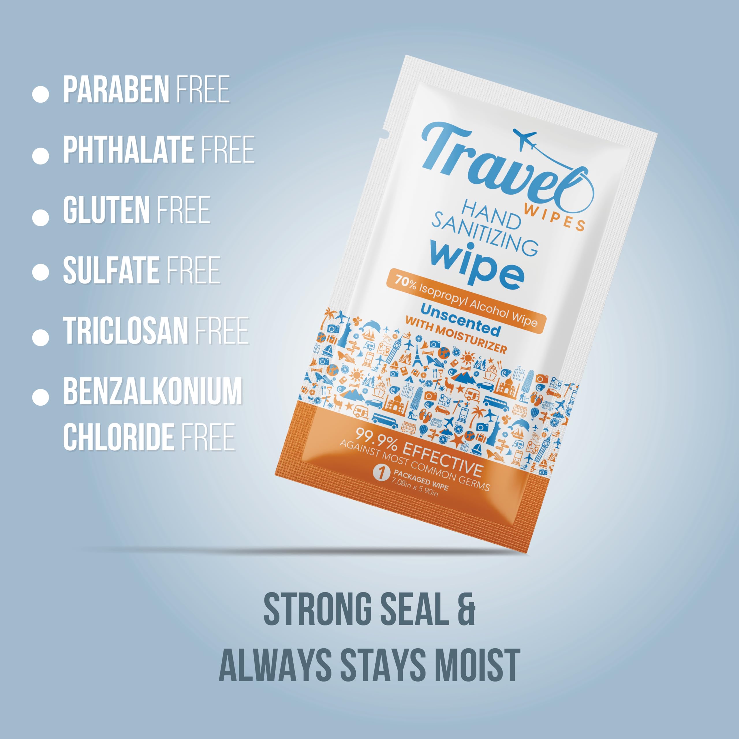 Hand Sanitizing Travel Wipes – 30ct Individually Wrapped | Fragrance-Free, Moisturizing, 70% Isopropyl Alcohol Wipes | Travel, Home, Office, Daily Use — Amazon image 7