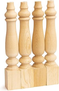 decorluxes غير مكتمل مزرعة مقعد الساقين طاولة الطعام، طاولة القهوة ريفي تحولت نمط الساق - مجموعة من 4 - الأبعاد 2.16 x14"- سهلة الطلاء 14 بوصة