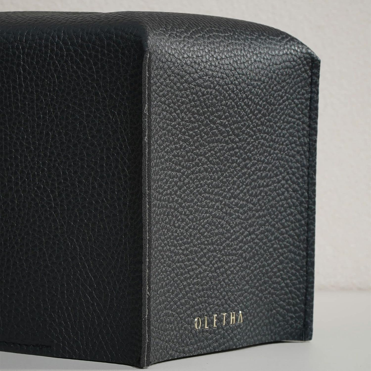 OLETHA Square Tissue Box Cover, Aesthetic Desk Decor, Black image 4