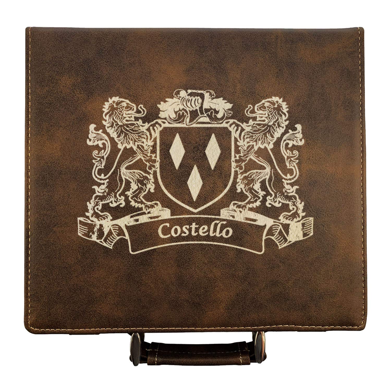 Costello Irish Coat of Arms Leather Poker Set