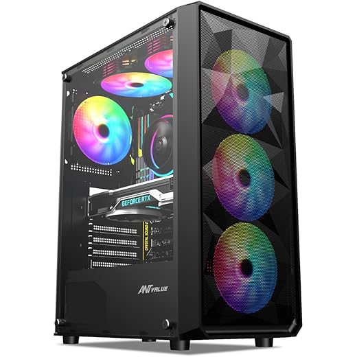 Ant Value Tempered Glass Mid-Tower Case - Black