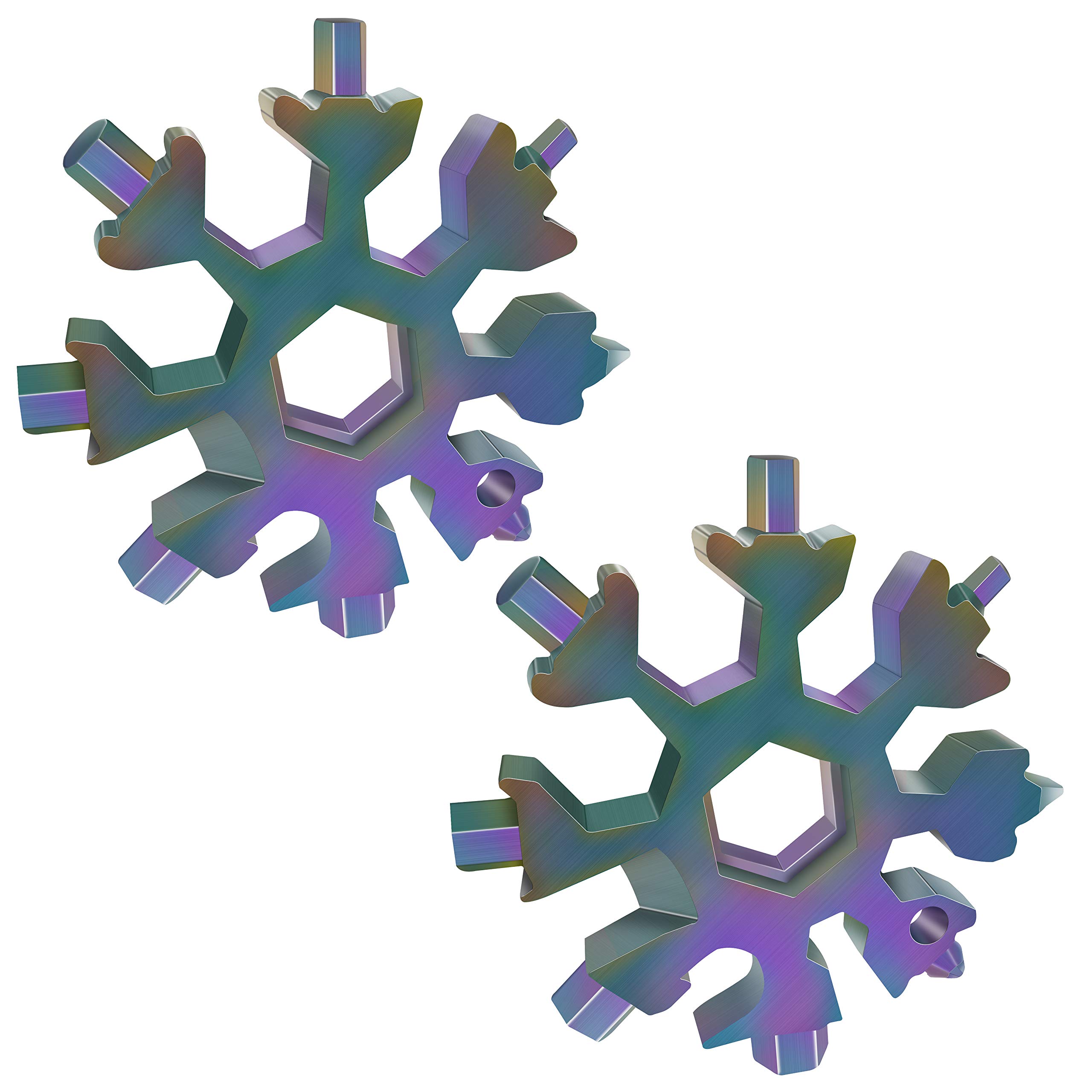 2 Pack 18-in-1 Snowflakes Multi Tool,Stainless Steel Bottle Opener Wrench, Flat Cross Screwdriver Kit,Outdoor Portable Multitool Cool Father's Day Gift Christmas Present (2 x Colorful)