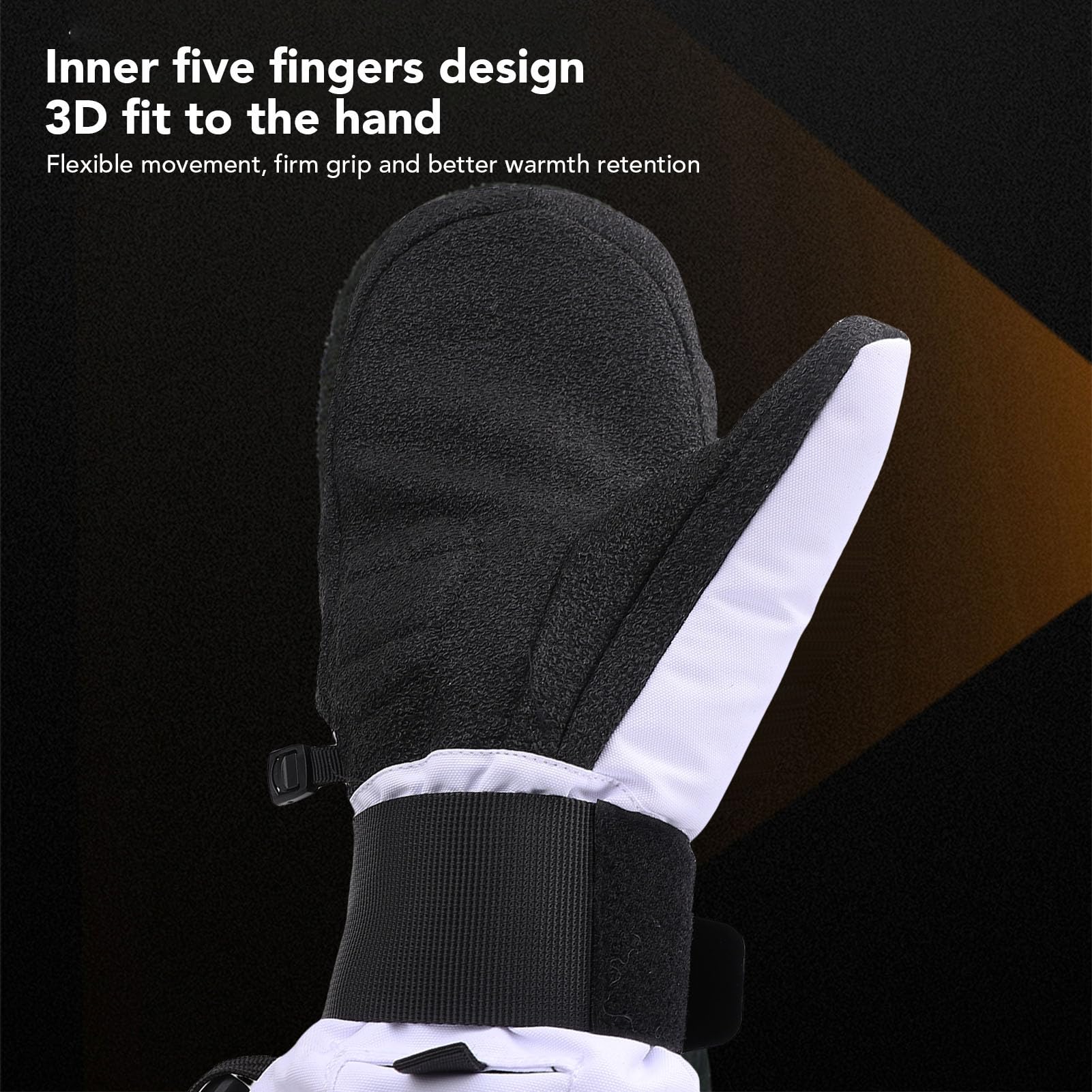 Alomejor de esquí, Manoplas Térmicas con Forro Impermeable con Agarre Flexible y Protección para la Muñeca para Hombres y Mujeres en Climas Fríos Extremos (M)