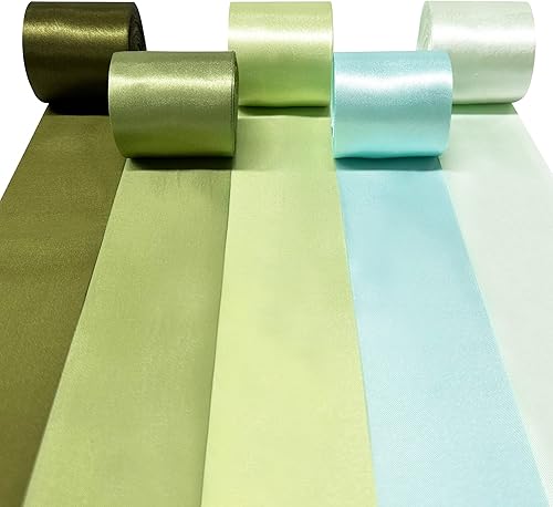 Cinta de satén verde salvia de 65.7 pulgadas de largo x 1.97 pulgadas de ancho, color verde polvoriento, para manualidades, envoltura de regalos,
