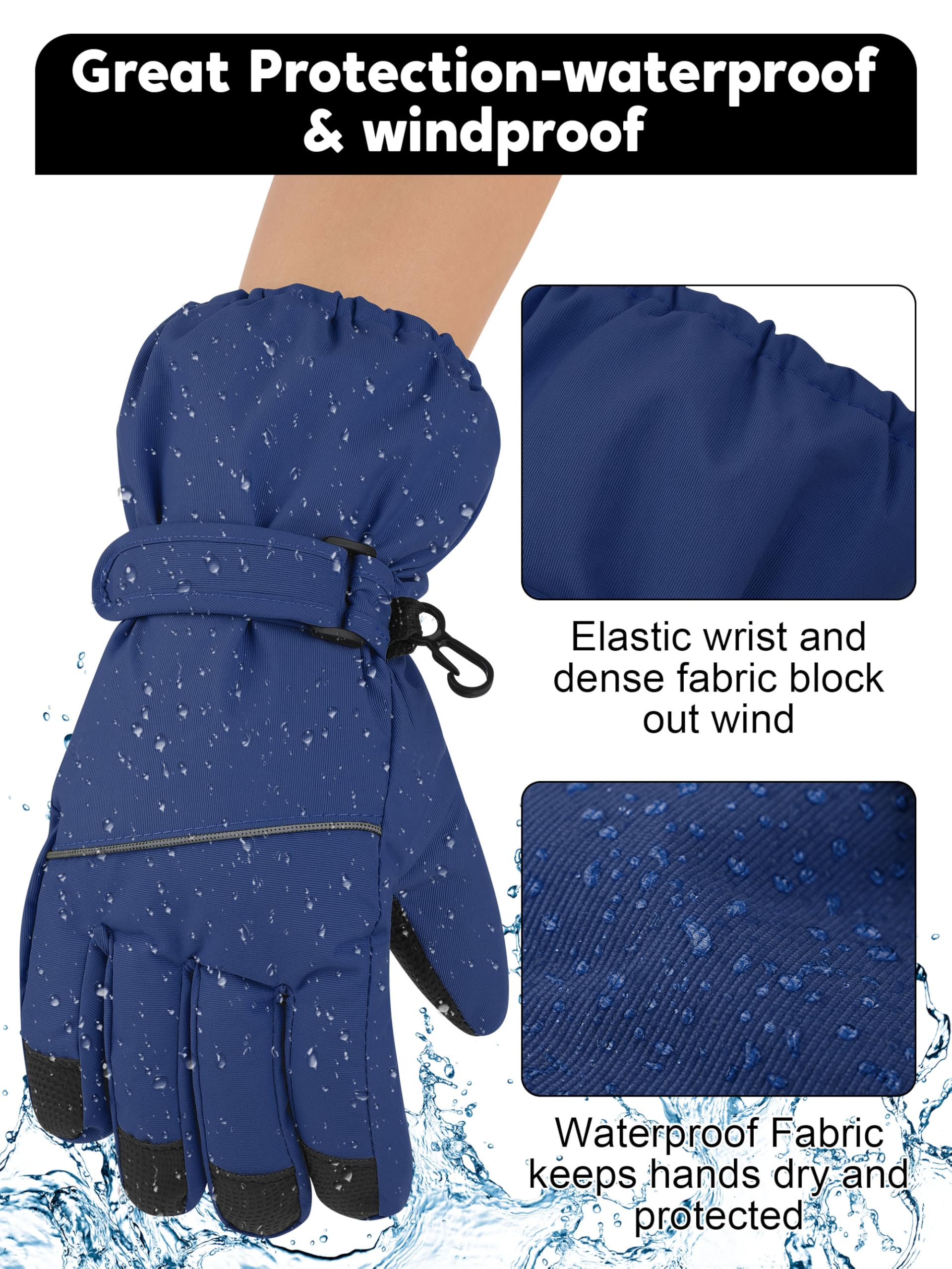 Cooraby 6 Paar Kinder Skihandschuhe Schneehandschuhe Wasserdicht Winddicht Handschuhe Winter Snowboard Sport Handschuhe für Jungen Mädchen Kaltes Wetter