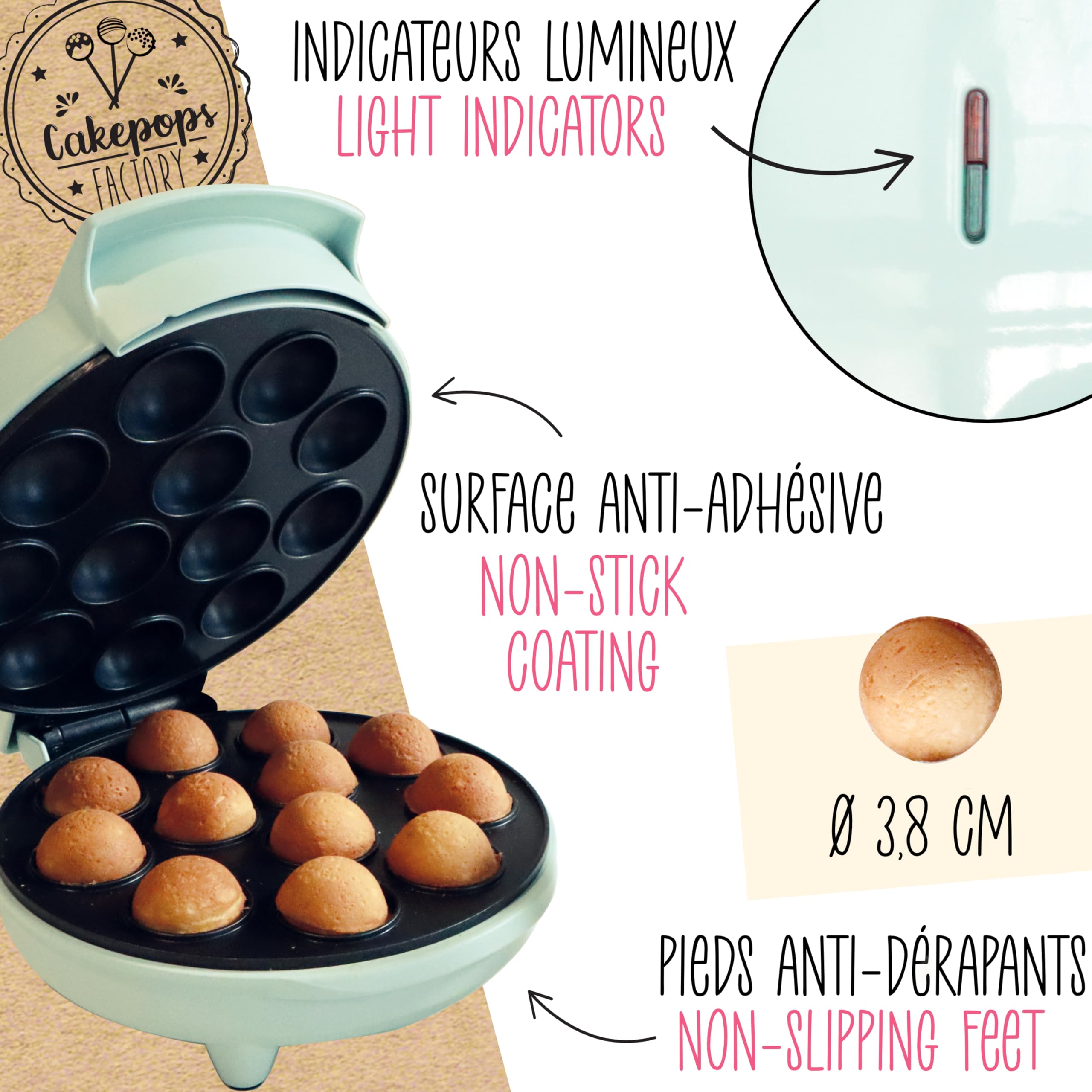 ScrapCooking - Machine à Cakepops - Appareil Cake Pops Factory - Prêts en 5 Minutes - Cadeau Pâtisserie Cuisine Goûter - Recette Incluse - 3893, Blanc