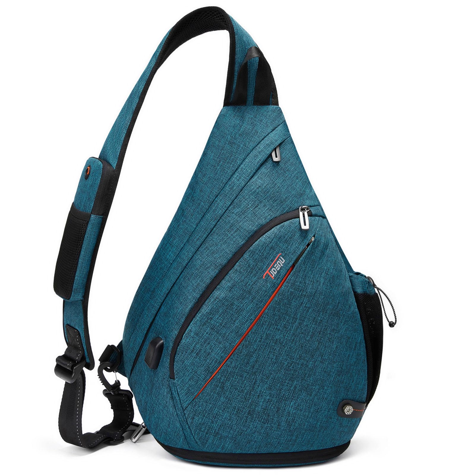 TUDEQU Sling backpack, 8 Pockets Sling Bag Crossbody, 19L Large Sling Bag for Men Travel Crossbody Backpack Hiking Outdoor