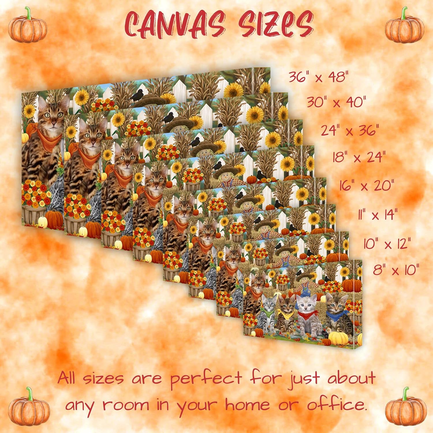 Doggie of the Day Fall Festival with Bengal Cats Canvas Wall Art - Premium Quality Ready to Hang Room Decor - Flat Rolled 8" x 10"