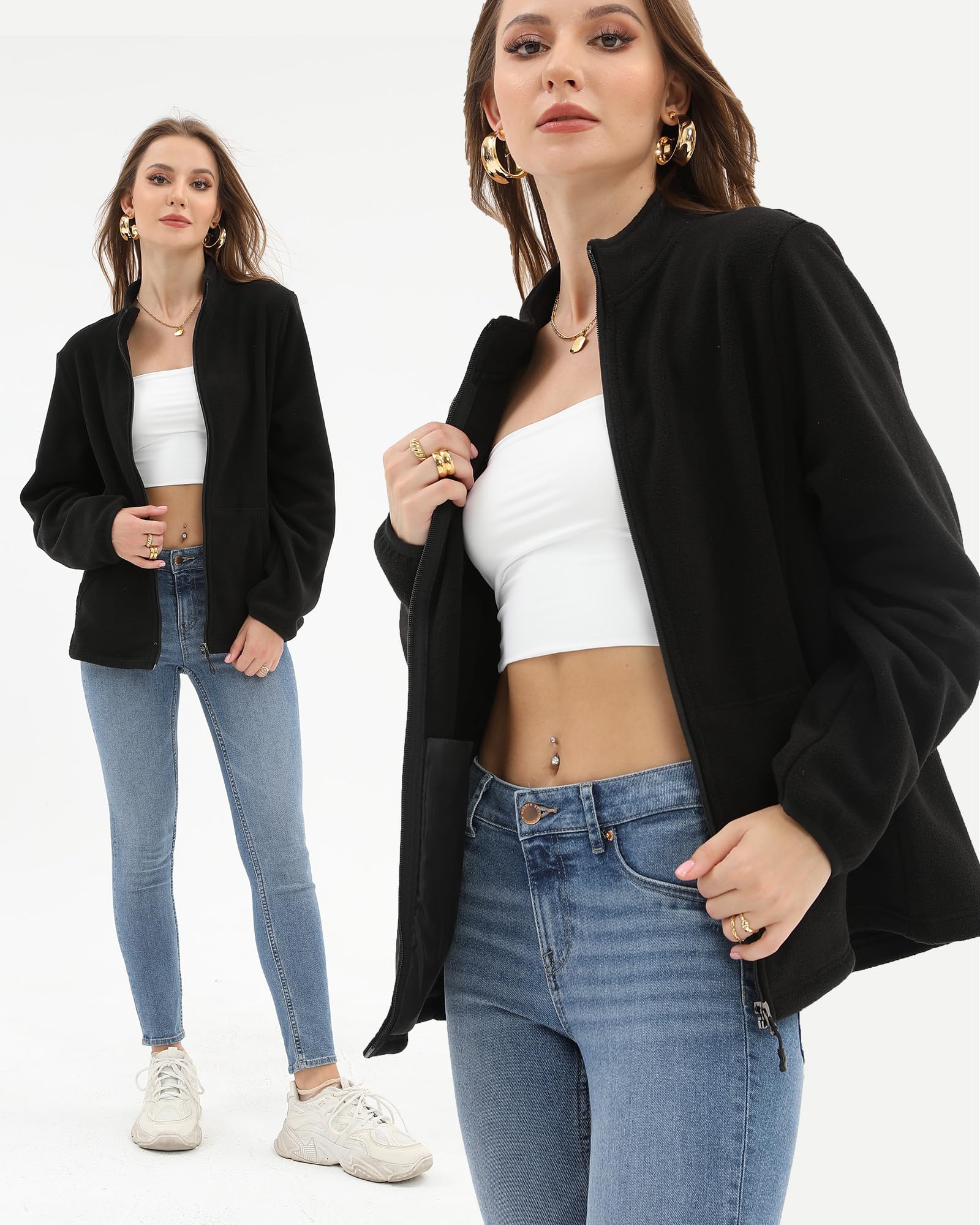 Argstar Chaqueta de forro polar para mujer con 6 bolsillos (XS-2XL)