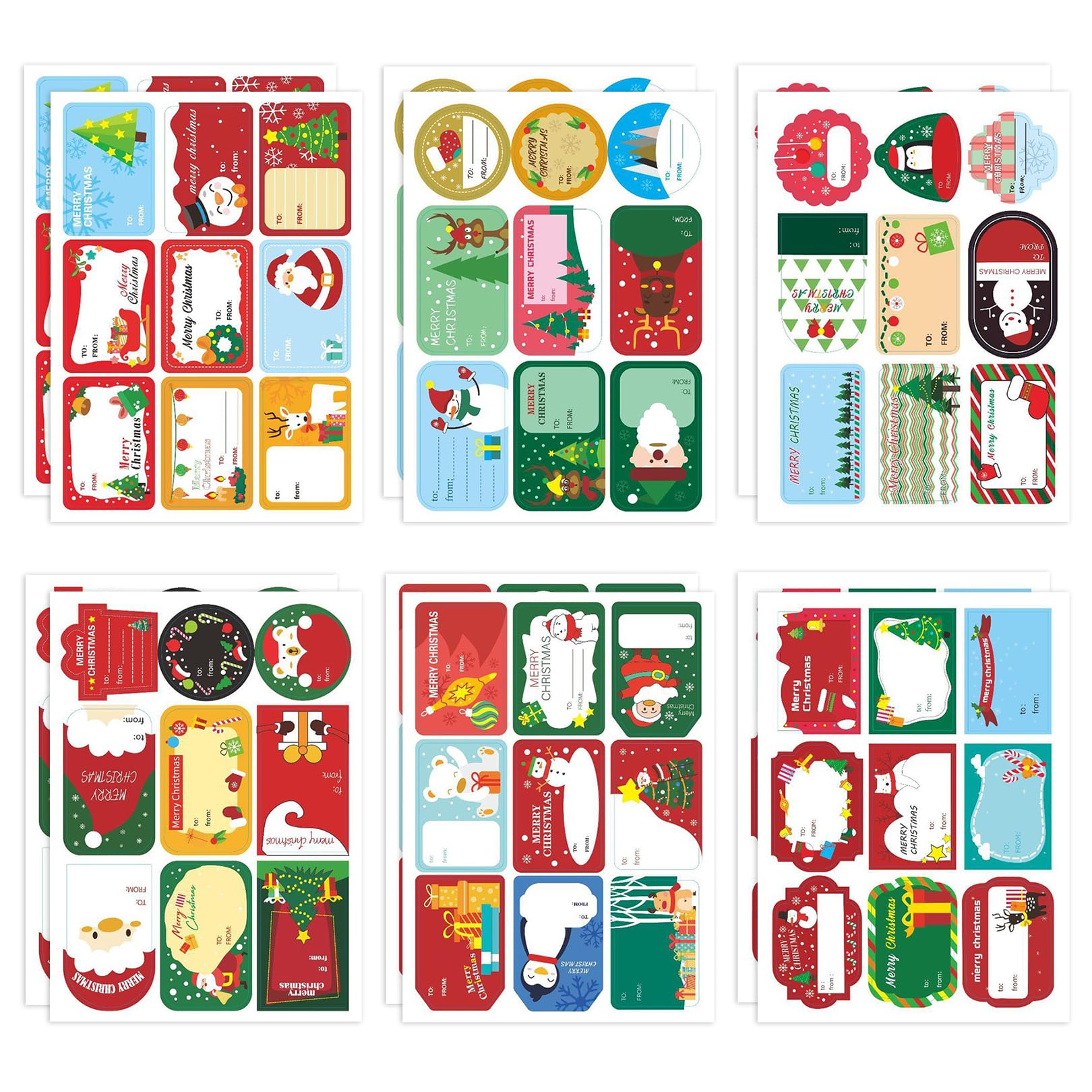 108 PCS Christmas Labels Stickers, Self Adhesive Sticky Christmas Sticky Labels, Name Gift Xmas Present Gift Tags Stickers for Christmas Decoration Cards Envelope