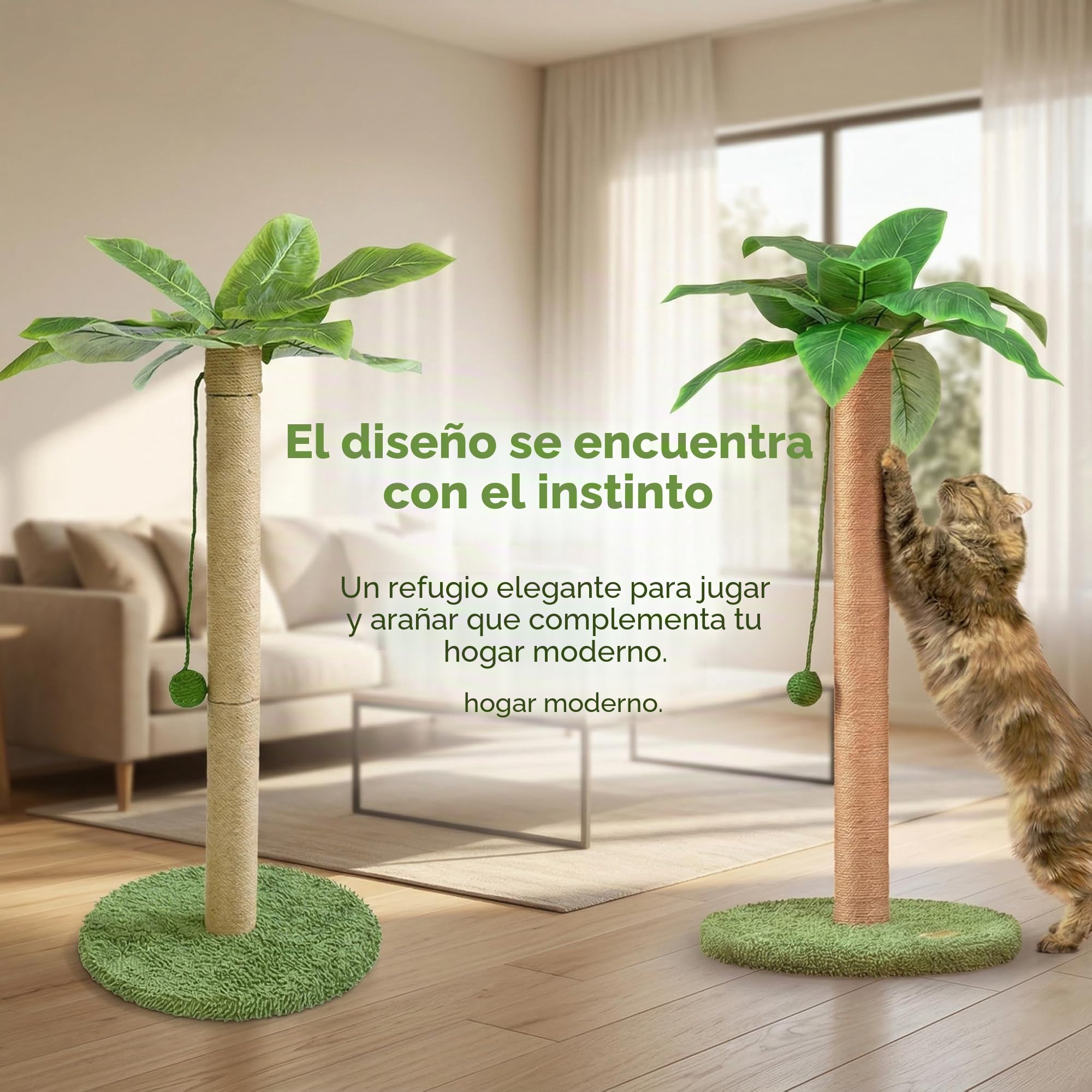Rascador para gatos, columna rascadora con bola colgante, 80 cm de alto, cuerda de sisal de alta calidad para gatos de casa, protección de muebles y decoración del hogar