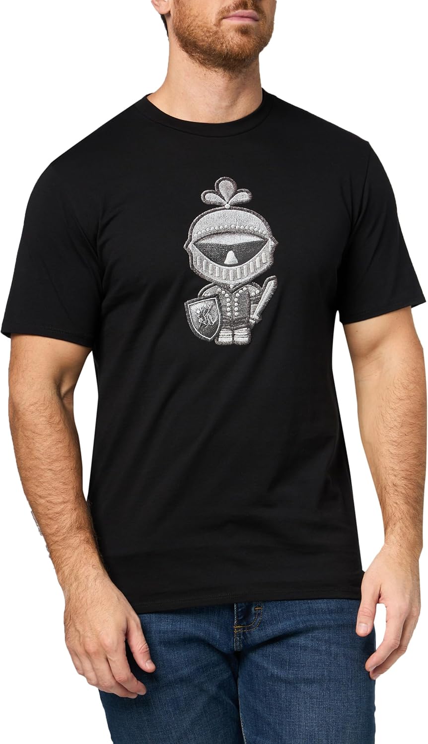 Karl Lagerfeld Mens Crewneck Short Sleeve Armored Knight Graphic Relaxed Fit T-Shirt