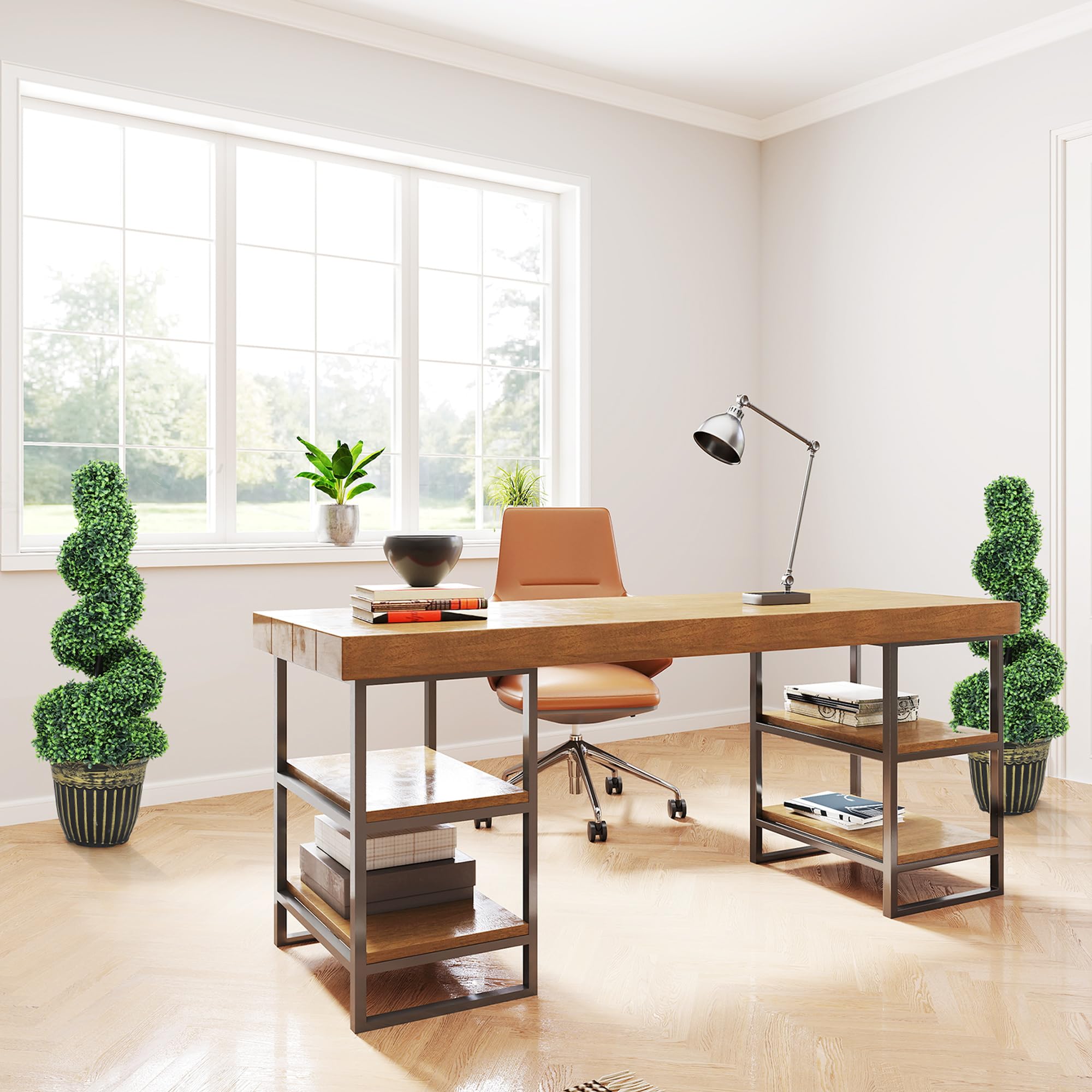 HOMCOM 2er Set Künstliche Buchsbaum 90cm Spirale Kunstpflanze im Topf | Künstliche Pflanzen, Kunstbaum, Fake Plant Wie Echt, Wohnzimmer Schlafzimmer Büro Garten, Moderne Dekoration, Geschenk