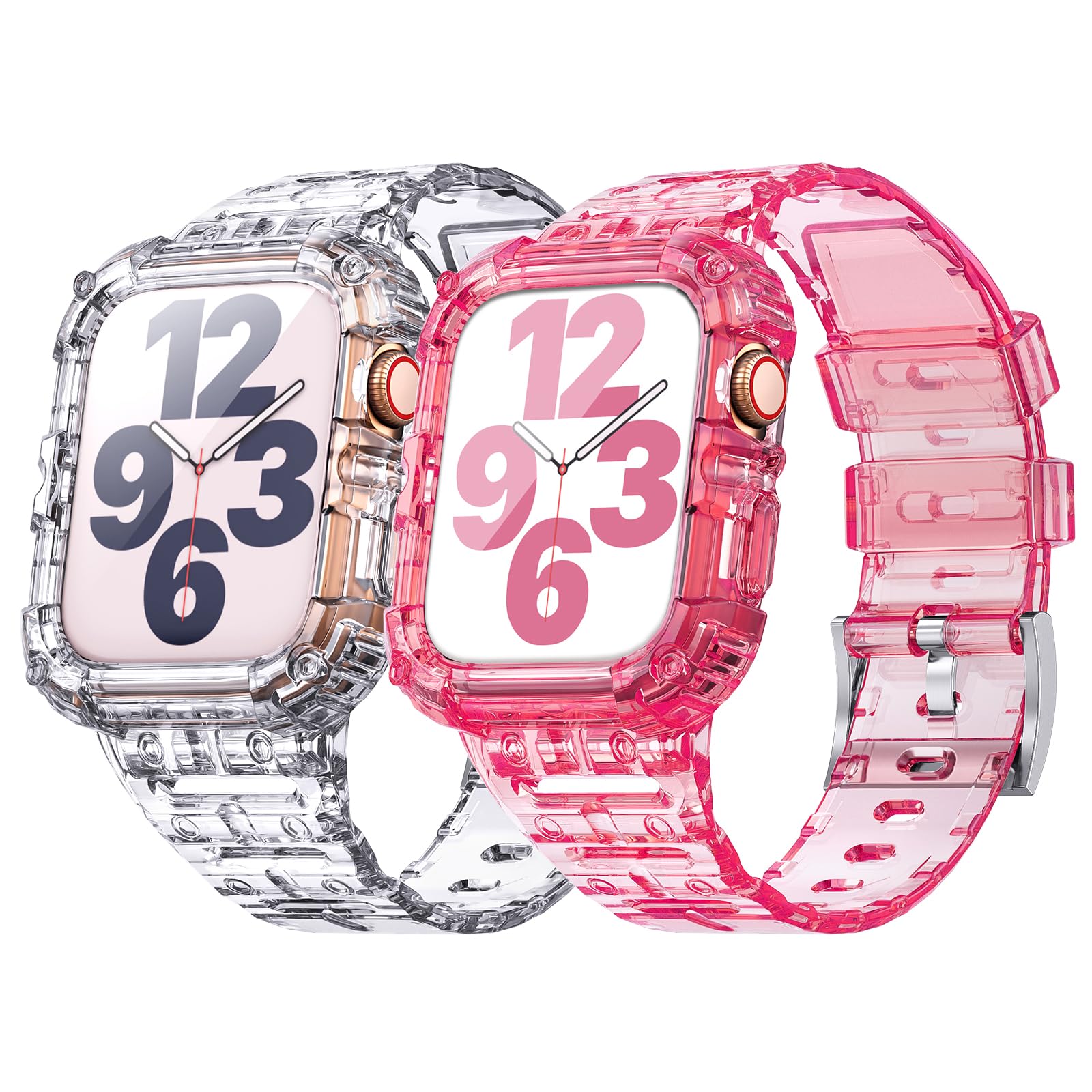 ANCOOL Compatible with Apple Watch Clear Band 41mm 40mm 38mm for Women Men, Crystal Bands with Bumper Case for iWatch Series 9 8 7 SE 6 5 4 3 2 1,