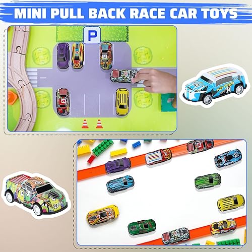 Miniatura 6 de Jenaai 100 unidades de mini autos de juguete para tirar hacia atrás, autos de carreras moldeados a granel para niños y niñas, regalo de fiesta de