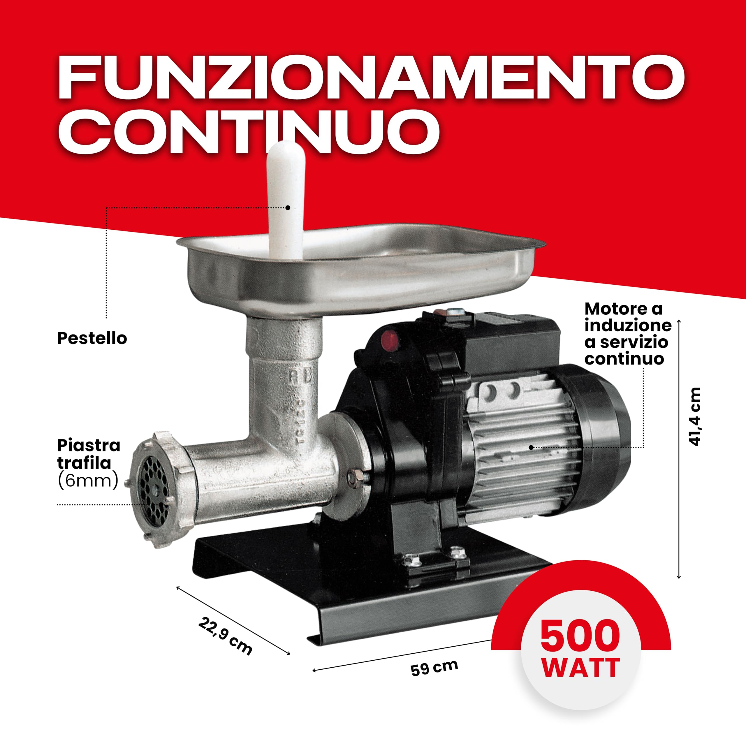 Reber picadora de carne profesional n12 500w 9501n