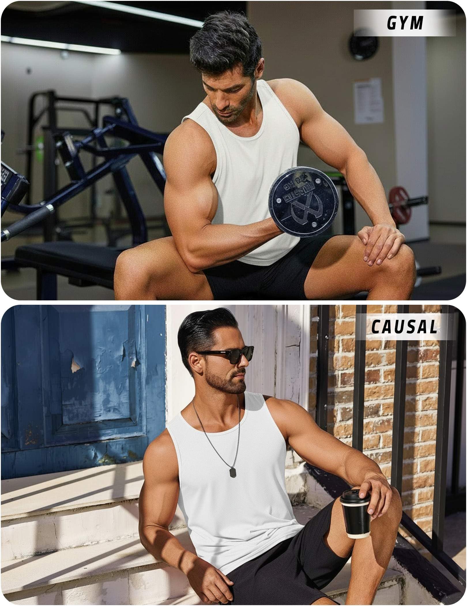 PINSPARK Camiseta Sin Mangas para Hombre Deportiva Transpirable Protección Solar UV UPF 50+ Secado Rápido para Gimnasio Running Uso Casual Y Alto Rendimiento Verano