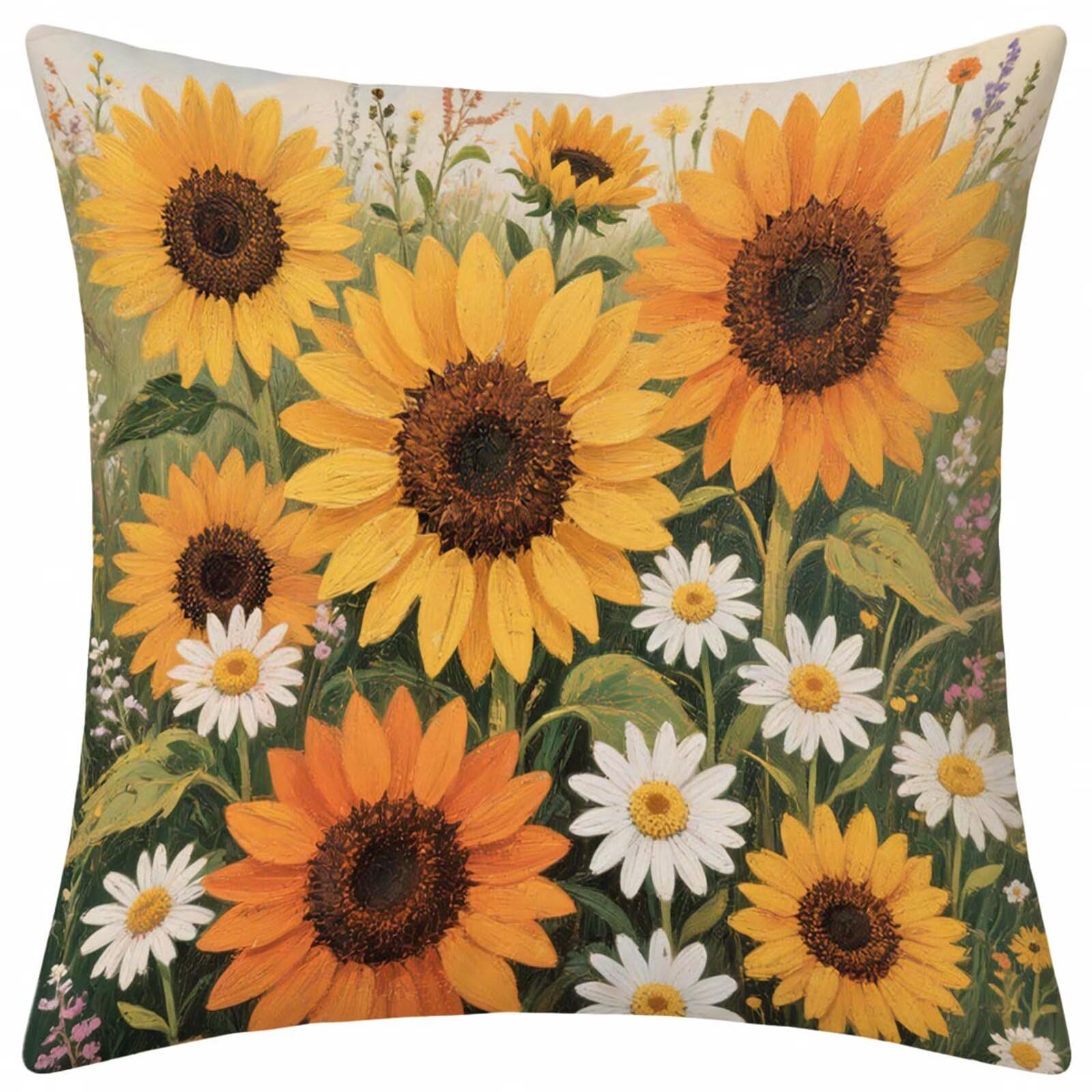 Girasol fundas cojines 60x60 impermeables lino para decoracion hogar