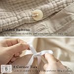 David's Home 100% Couverture de duvet en coton Muslin taille Queen,3 Pcs doux respirant & Ensemble de literie de gaze léger avec 2 Étagères, texturées Home Décor avec bouton, 90"×90" Lait naturel/à l'avoine, Pas d'insertion