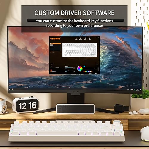 Miniatura 3 de Newmen GM326 - Teclado mecánico al 75 % por ciento, teclado mecánico con cable compacto intercambiable en caliente retroiluminado para juegos con
