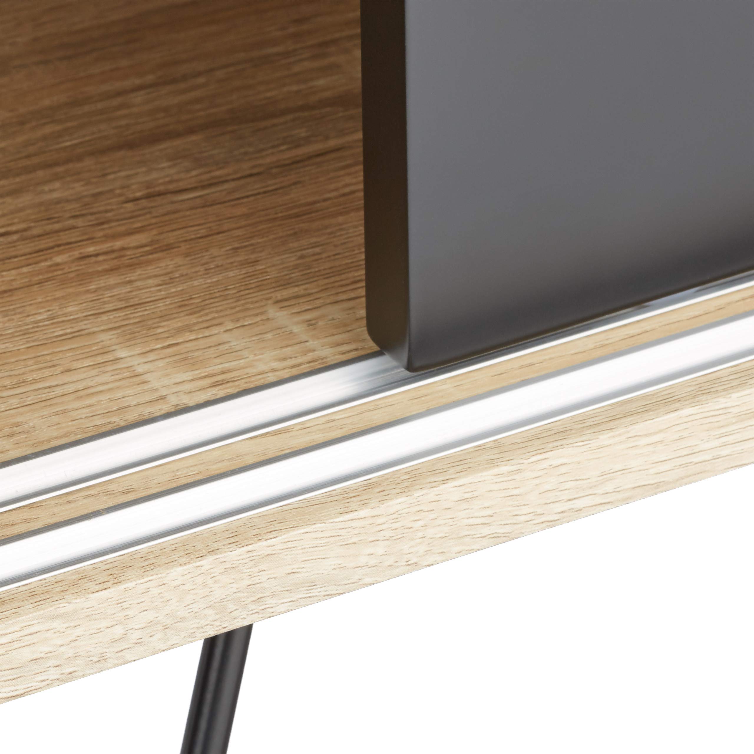Relaxdays Credenza Retrò, Design Anni'60, in Legno e Metallo, Stile Scandinavo, HxLxP: 70x80x40 cm, Bianco/Nero/Beige