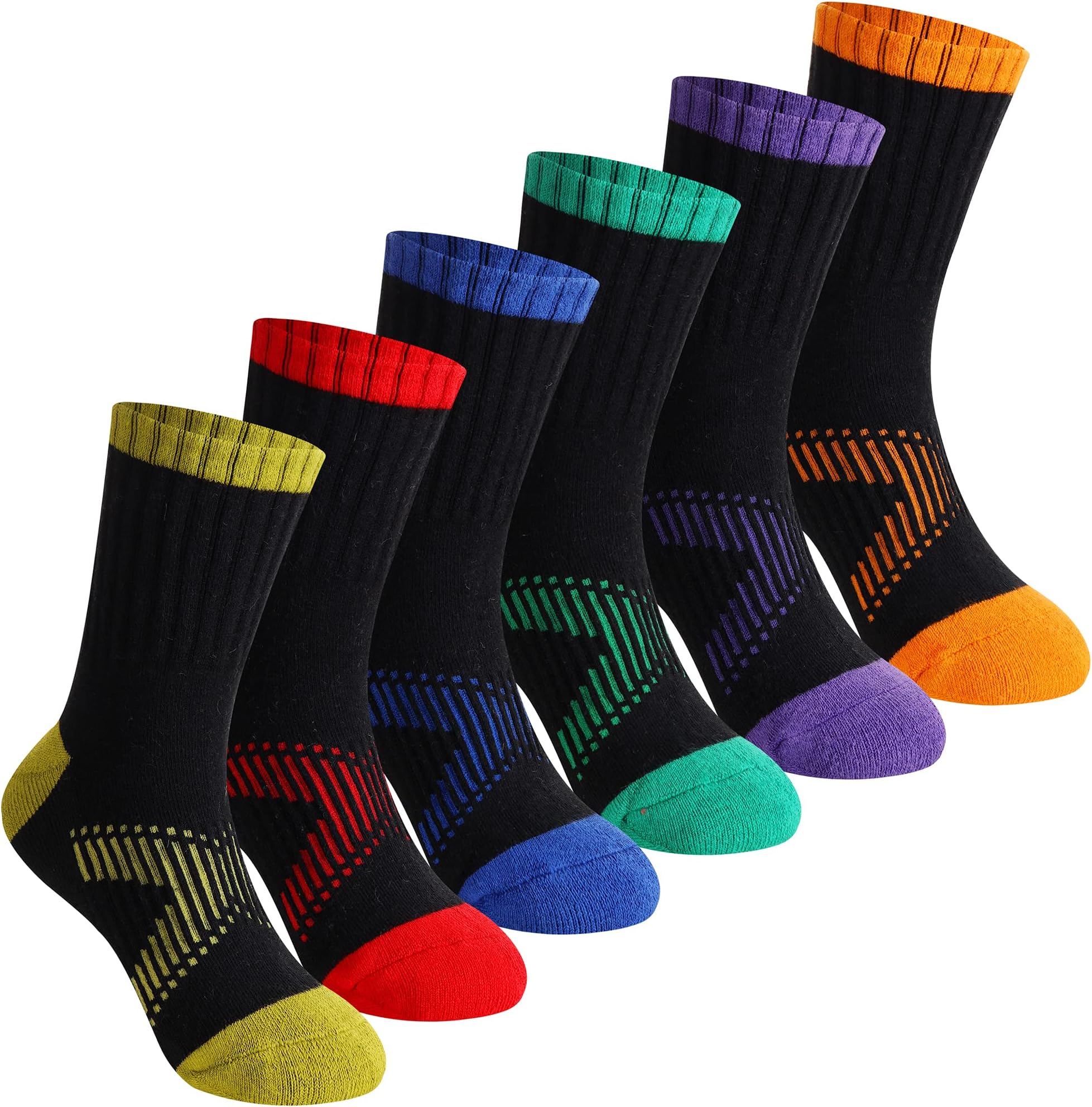 Kids Socks Boys Crew Athletic Half Cushioned Cotton Sport Running Breathable Socks 6 Pairs