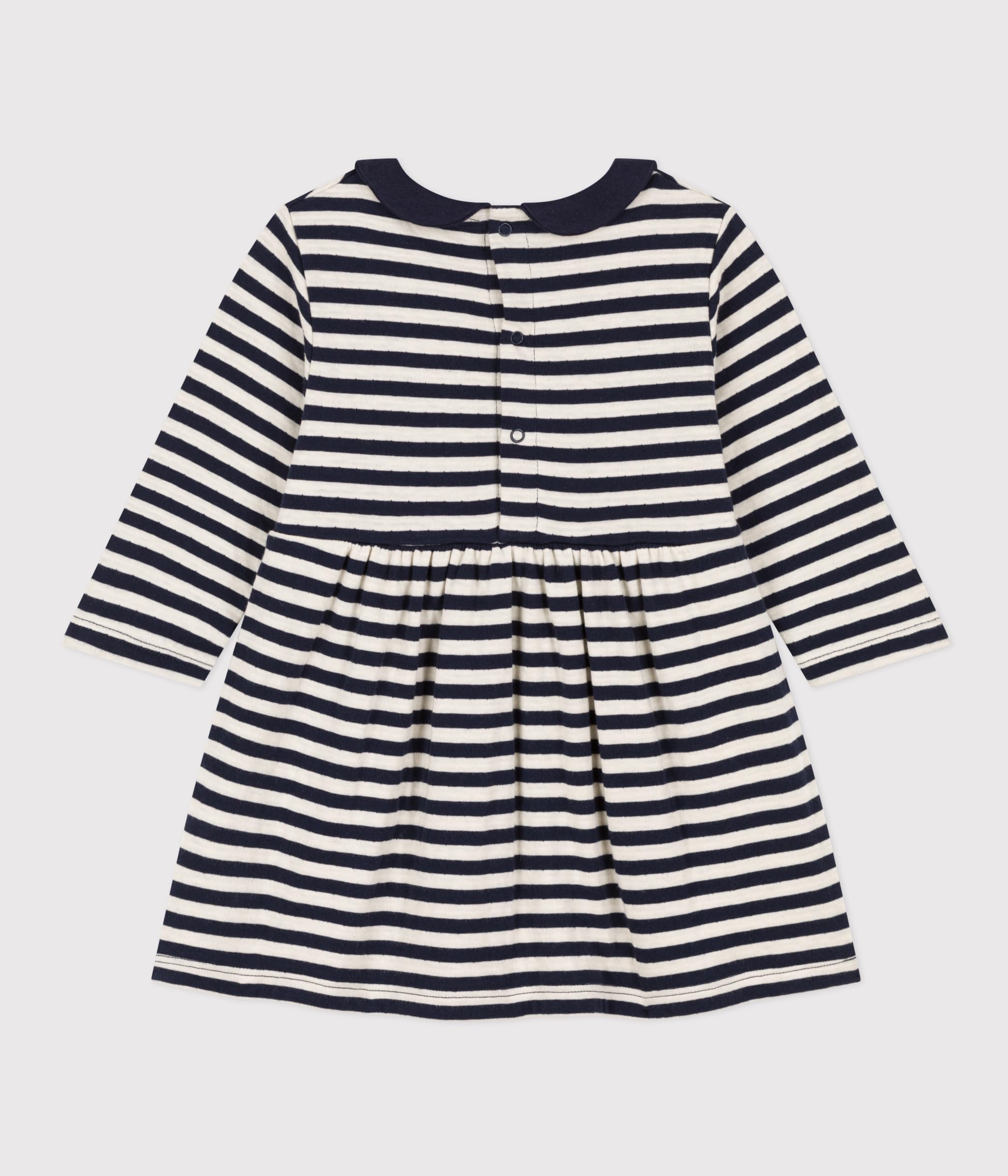 Petit Bateau Dziewczynka A0883 sukienka z długim rękawem, niebieski smoking/biały Avalanche, 24 miesiące, Niebieski smoking/biały Avalanche, 24 Miesiące